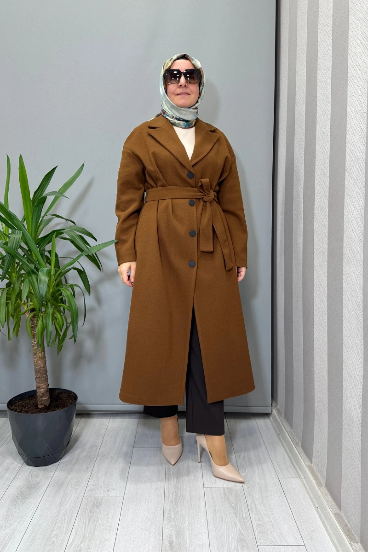 Almarwah Çıtçıtlı Kuşaklı Kaban Kahve 505322