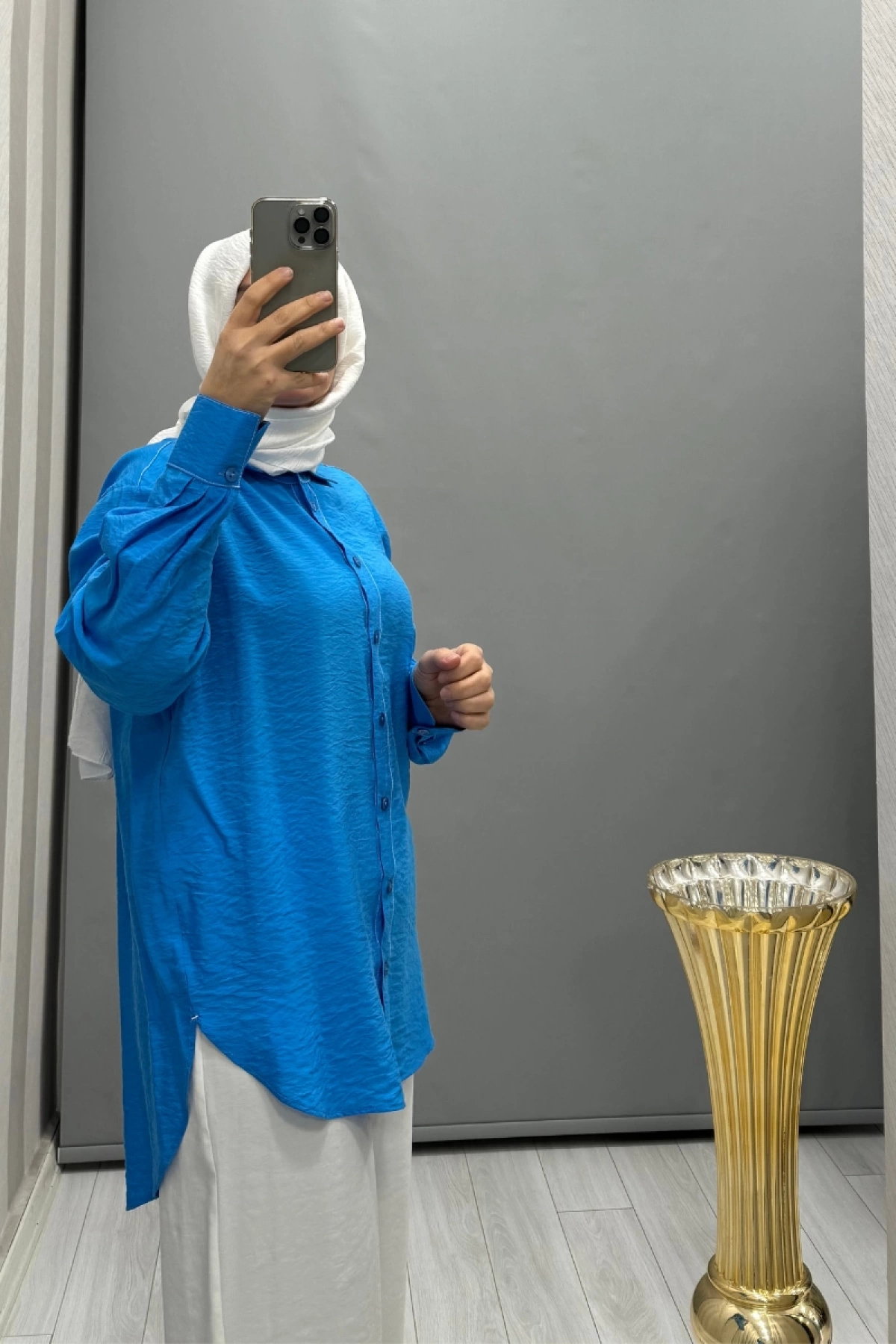 Almarwah Dikiş Detaylı Gömlek Mavi 101937