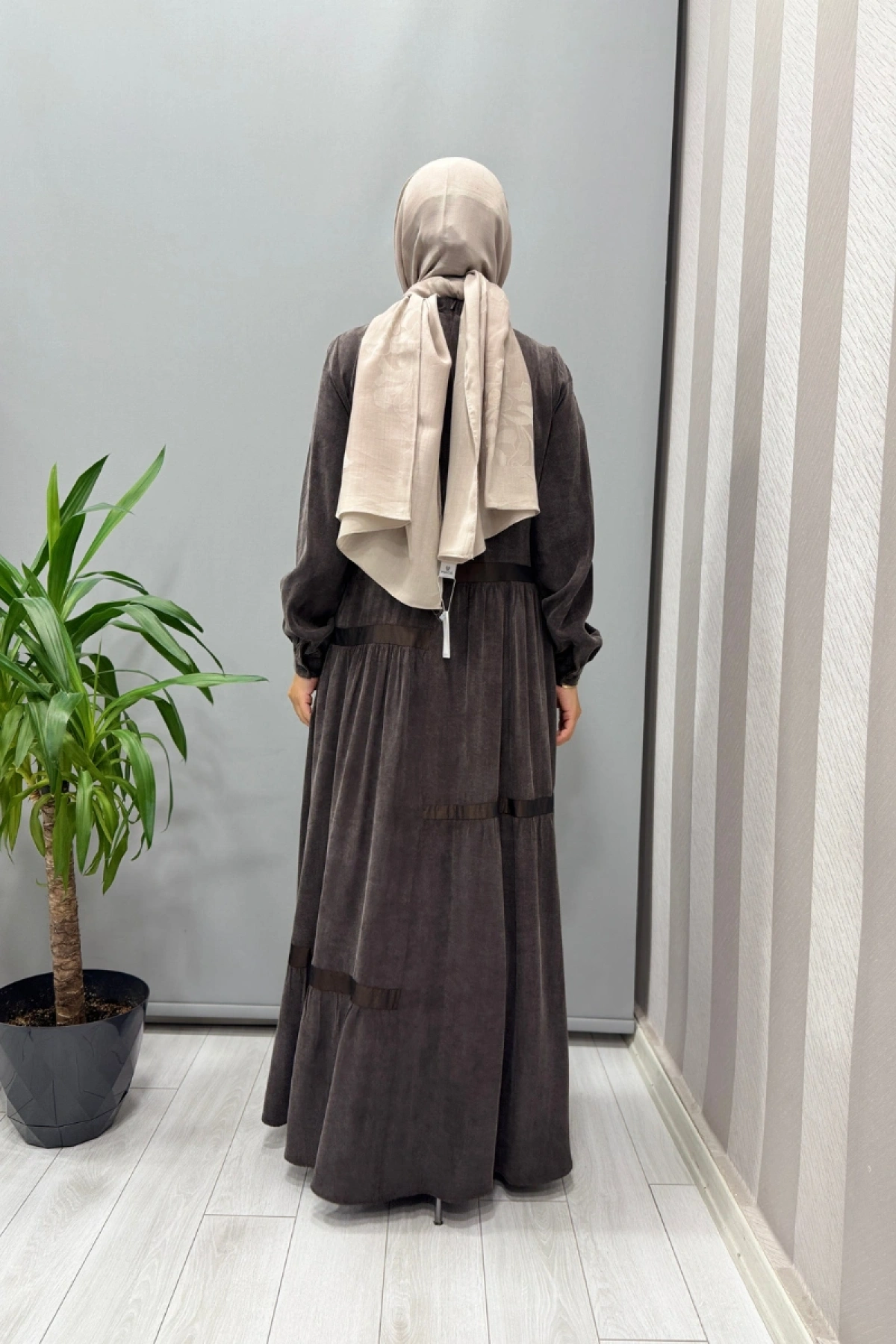 Almarwah Cupra İpek Elbise Kahve 303878