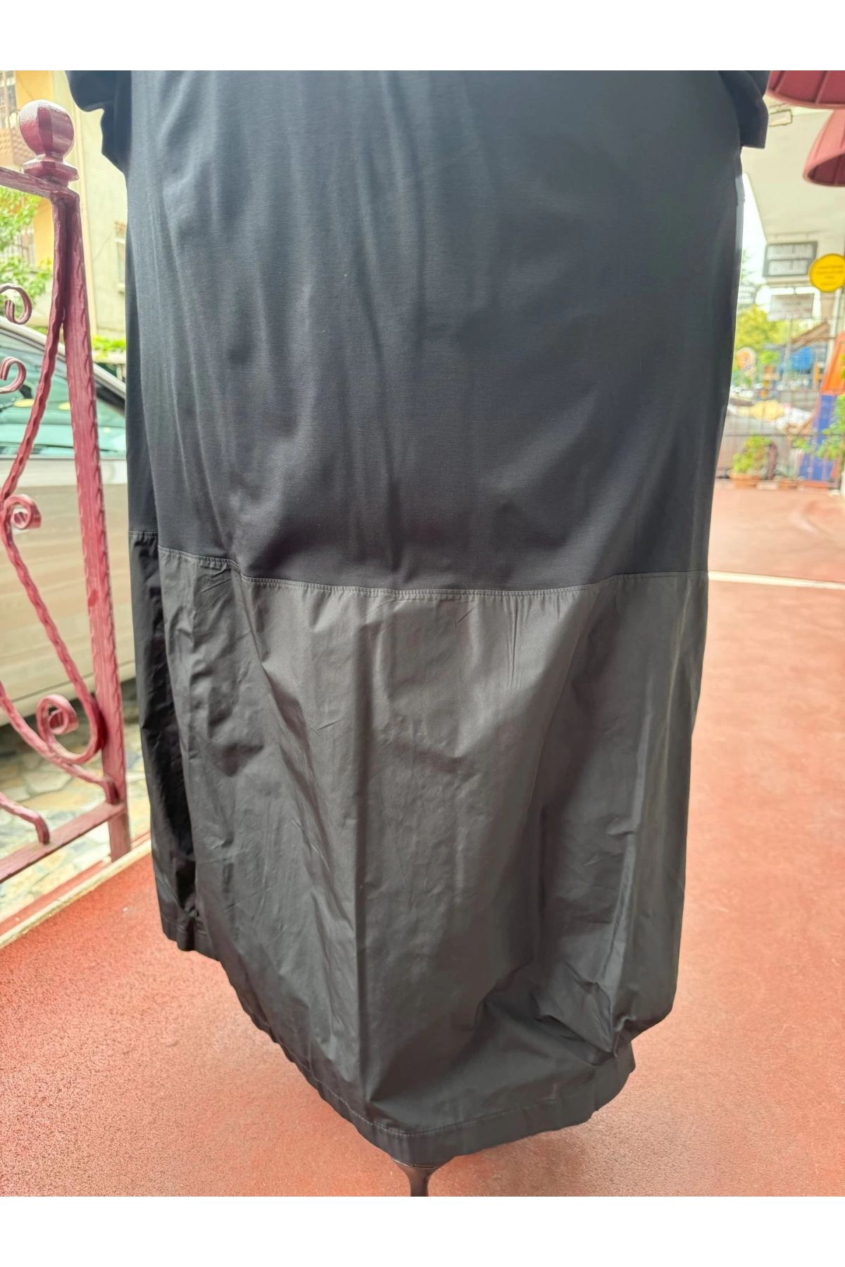 Almarwah Mesh and Zipper Detailed Overcoat Black 404877