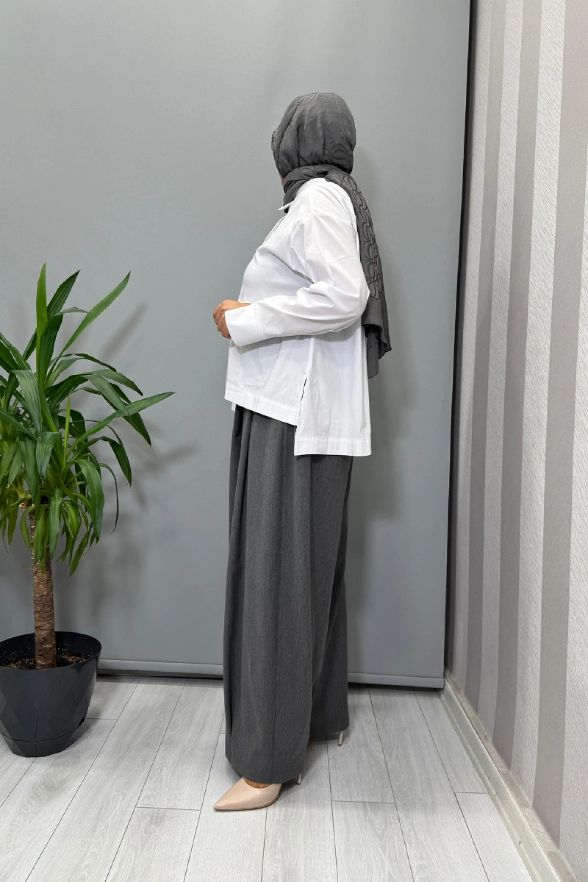 Almarwah Gömlek Etek/Pantolon Takım Gri 202884