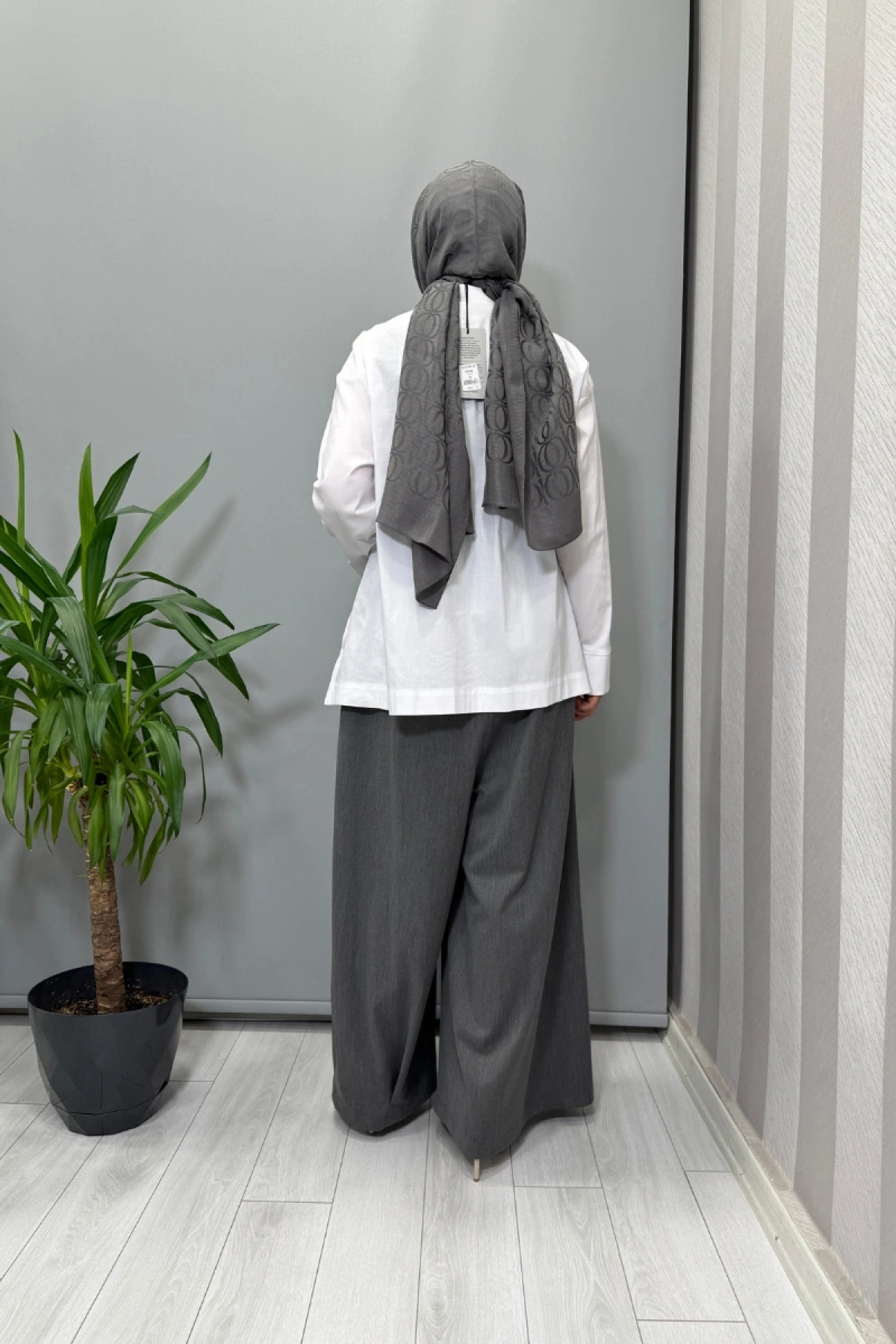 Almarwah Gömlek Etek/Pantolon Takım Gri 202884