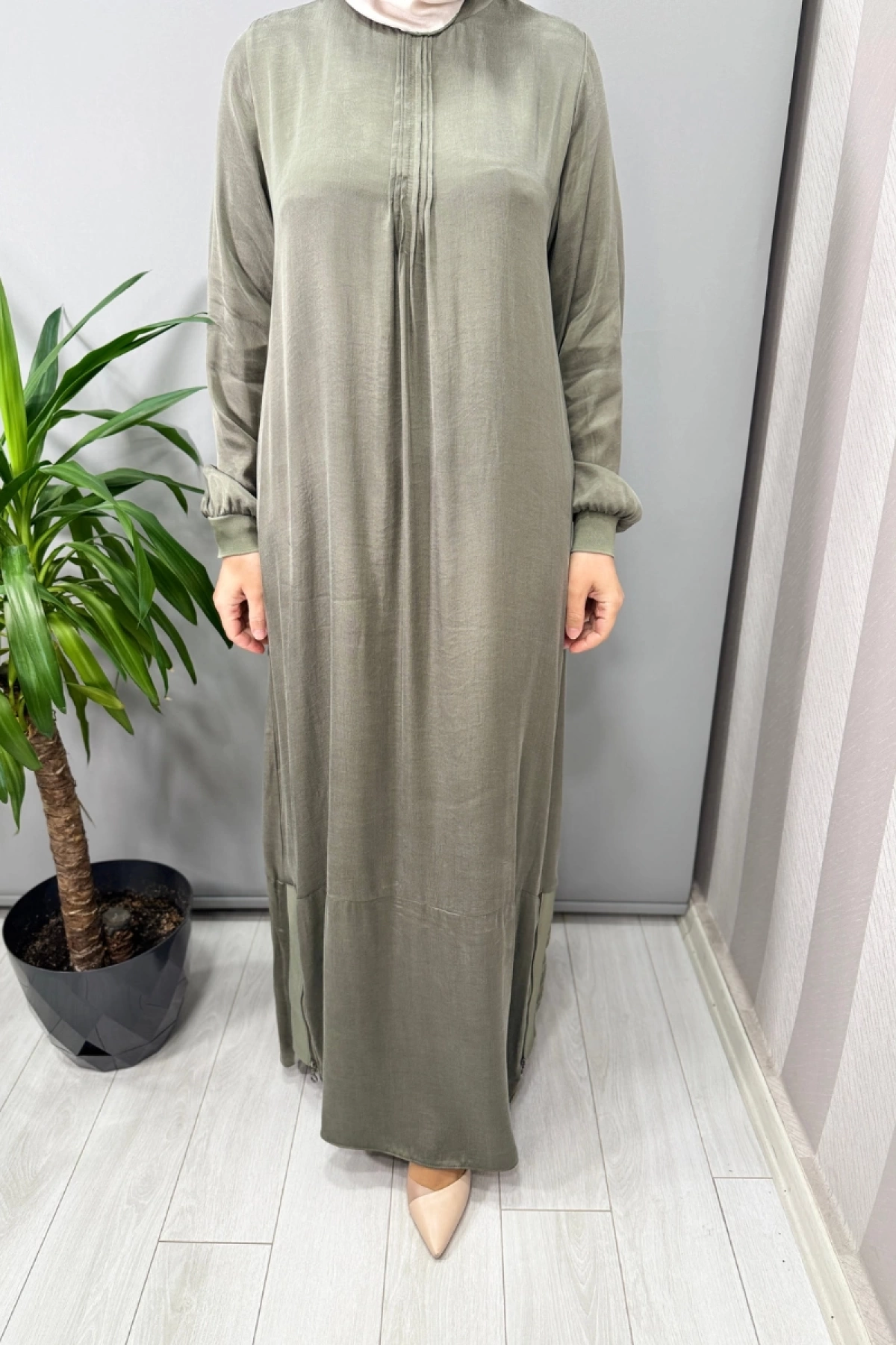 Almarwah Lyocel Elbise Haki 303809