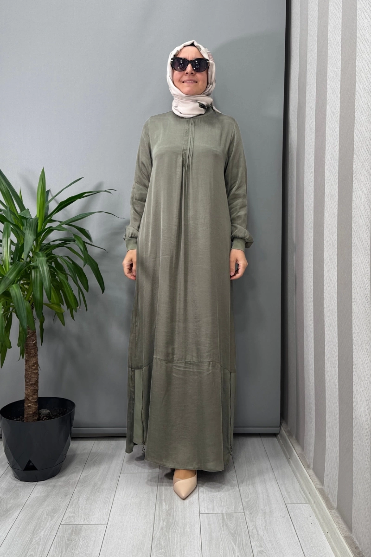 Almarwah Lyocel Elbise Haki 303809