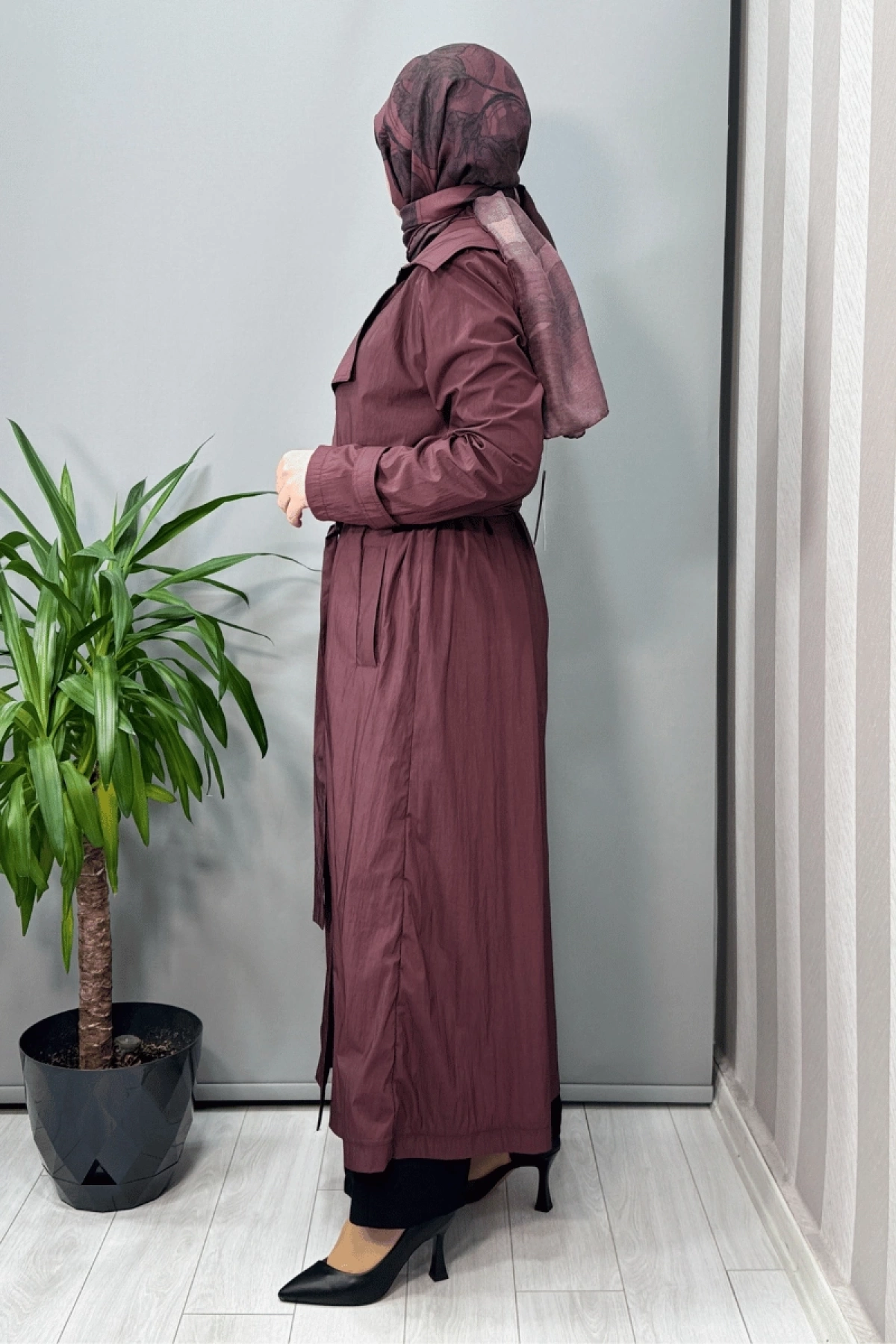 Almarwah Paraşüt Kumaş Trenç Kap Bordo 404933