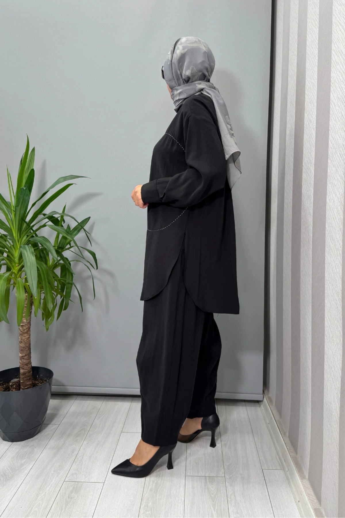 Almarwah Tunik Pantolon Takım Siyah 202882