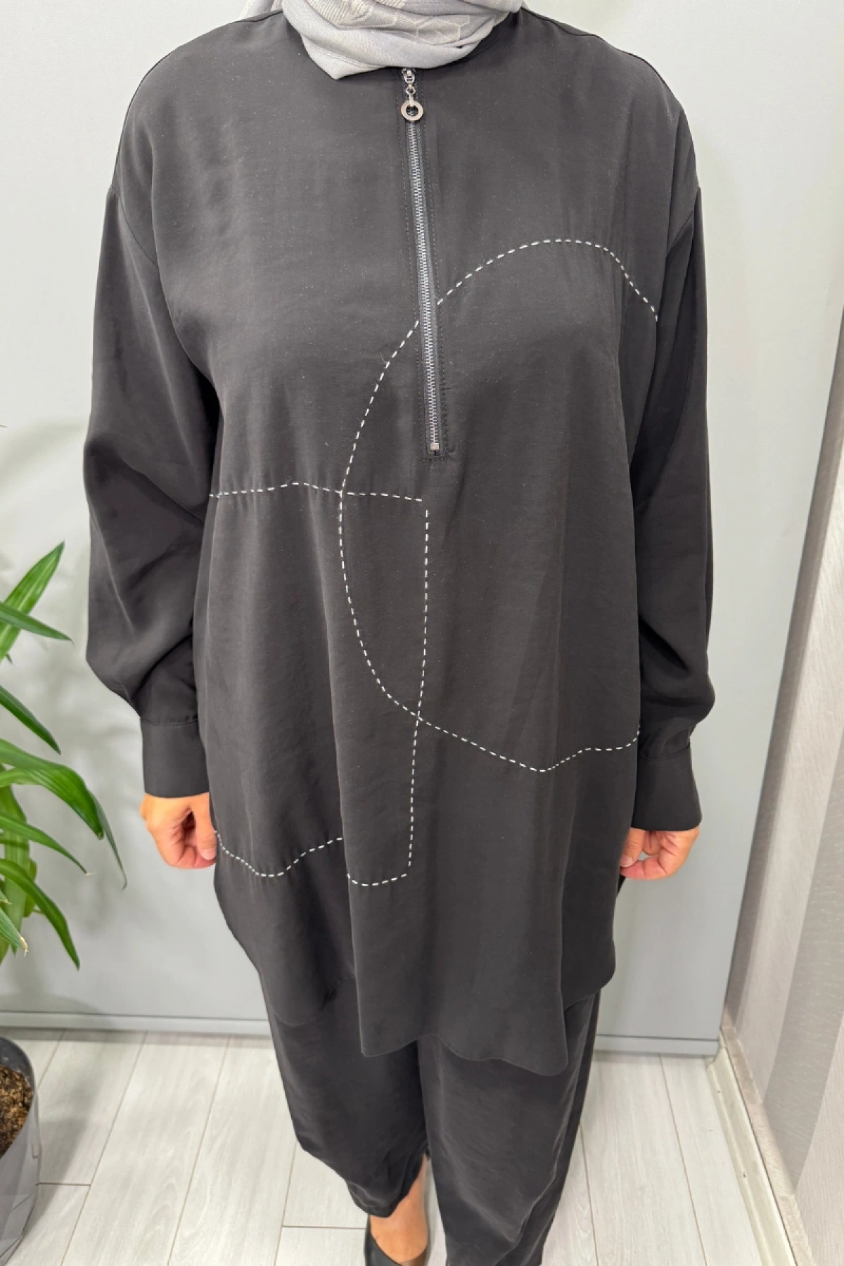 Almarwah Tunik Pantolon Takım Siyah 202882