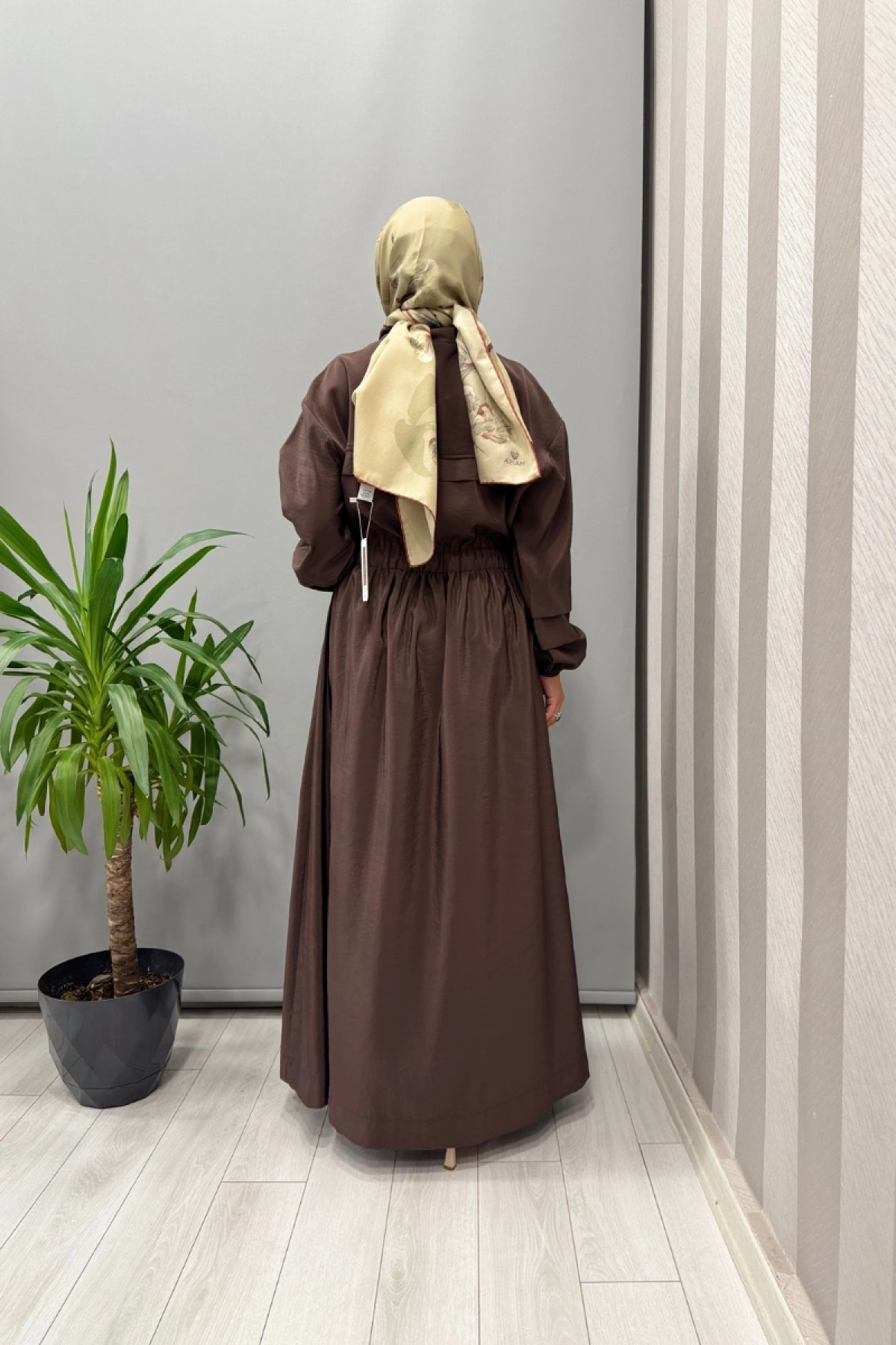 Clande Belden Bağcıklı Elbise Kahve 5009