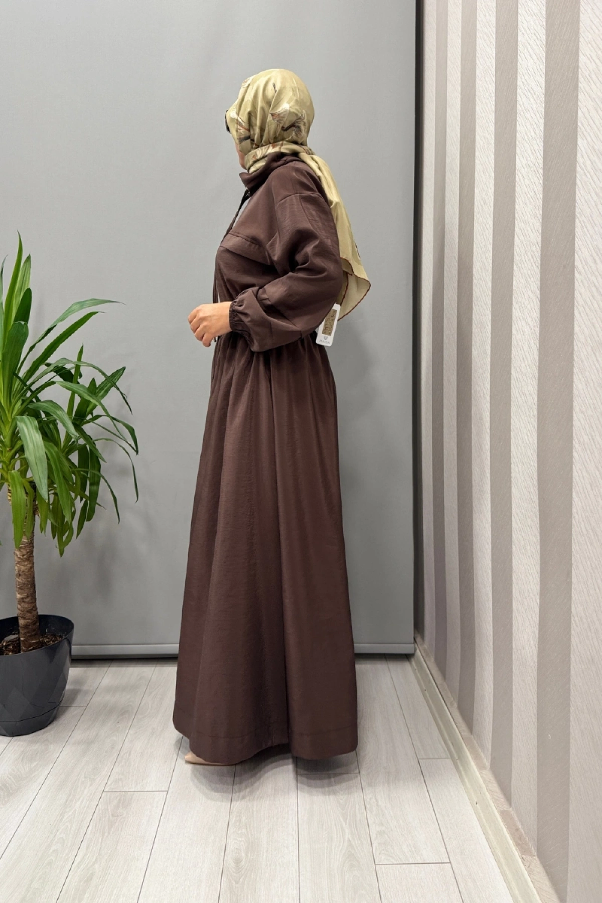 Clande Belden Bağcıklı Elbise Kahve 5009