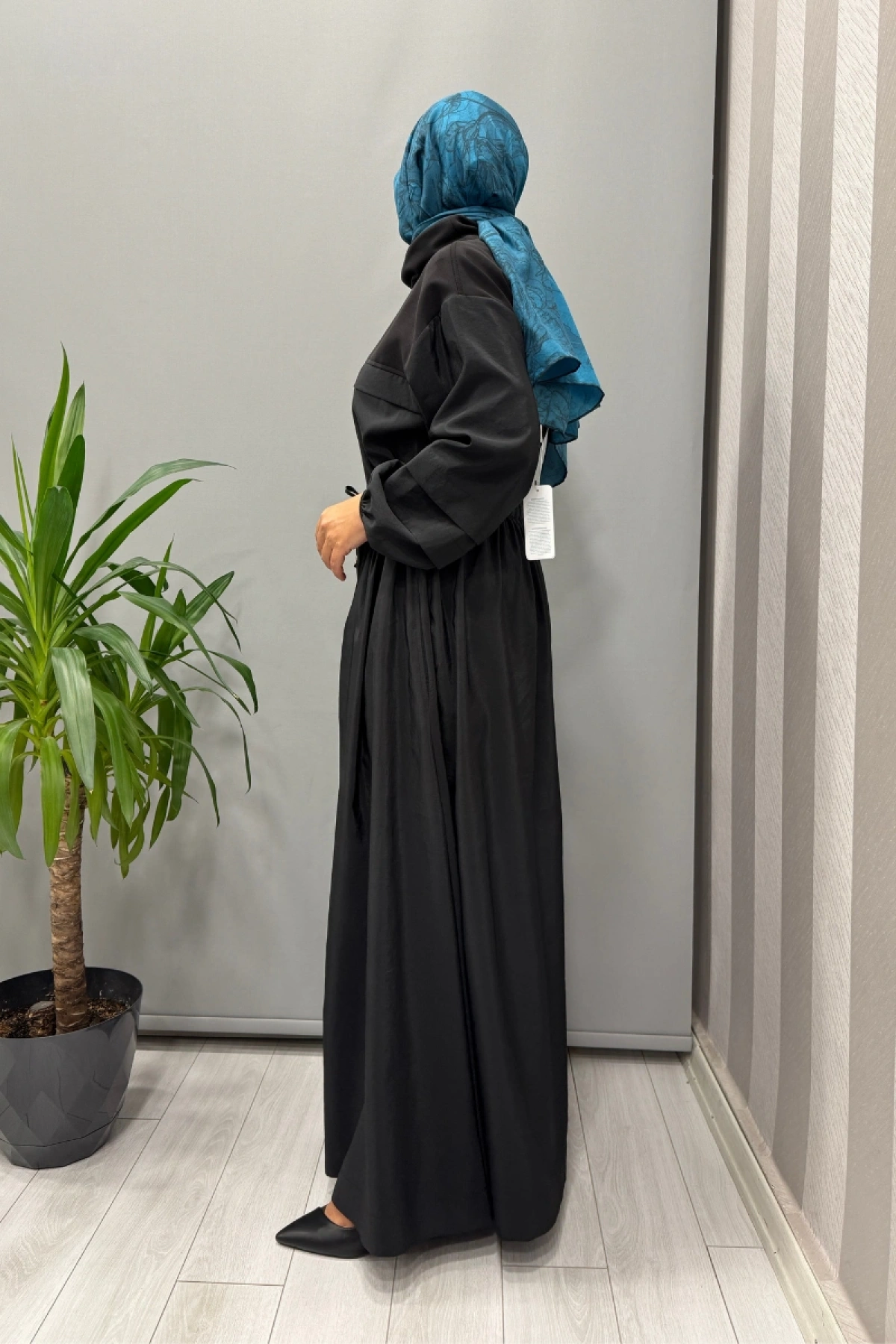 Clande Belden Bağcıklı Elbise Siyah 5009