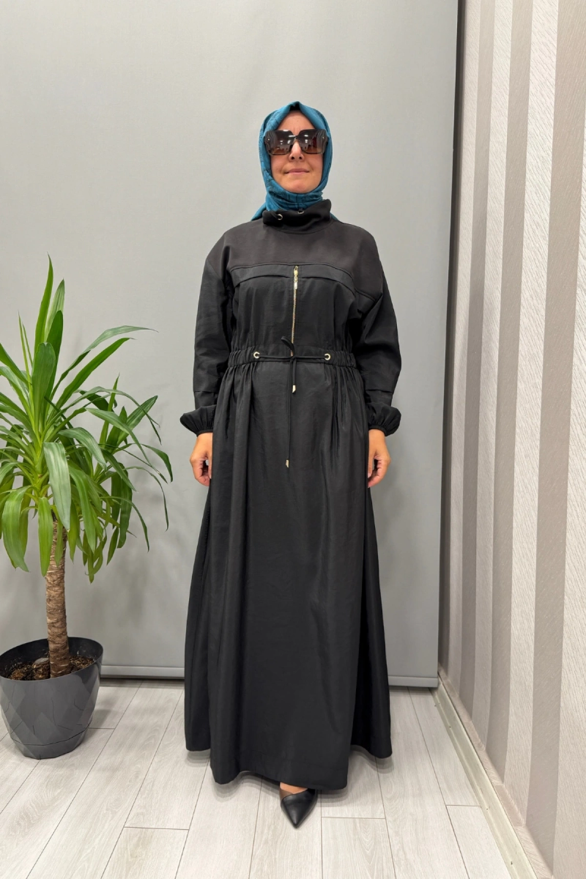 Clande Belden Bağcıklı Elbise Siyah 5009