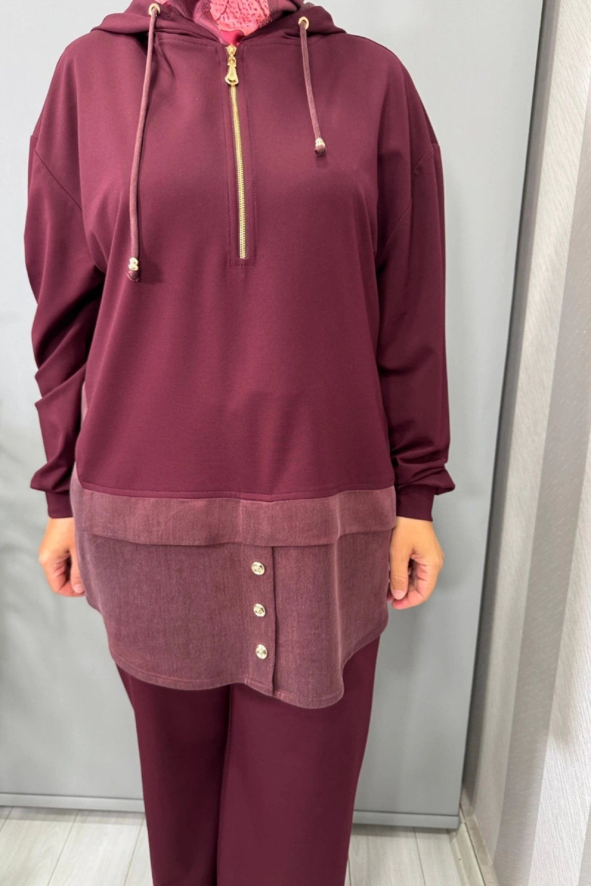 Clande Pantolonlu Takım Bordo 3006-1004