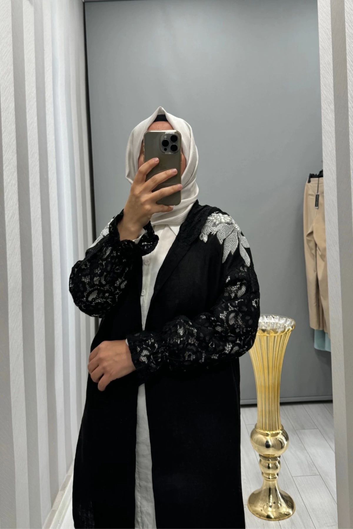 Dressing Room İthal Dantel ve Taş Detaylı Kapüşonlu Ceket Siyah Y71882