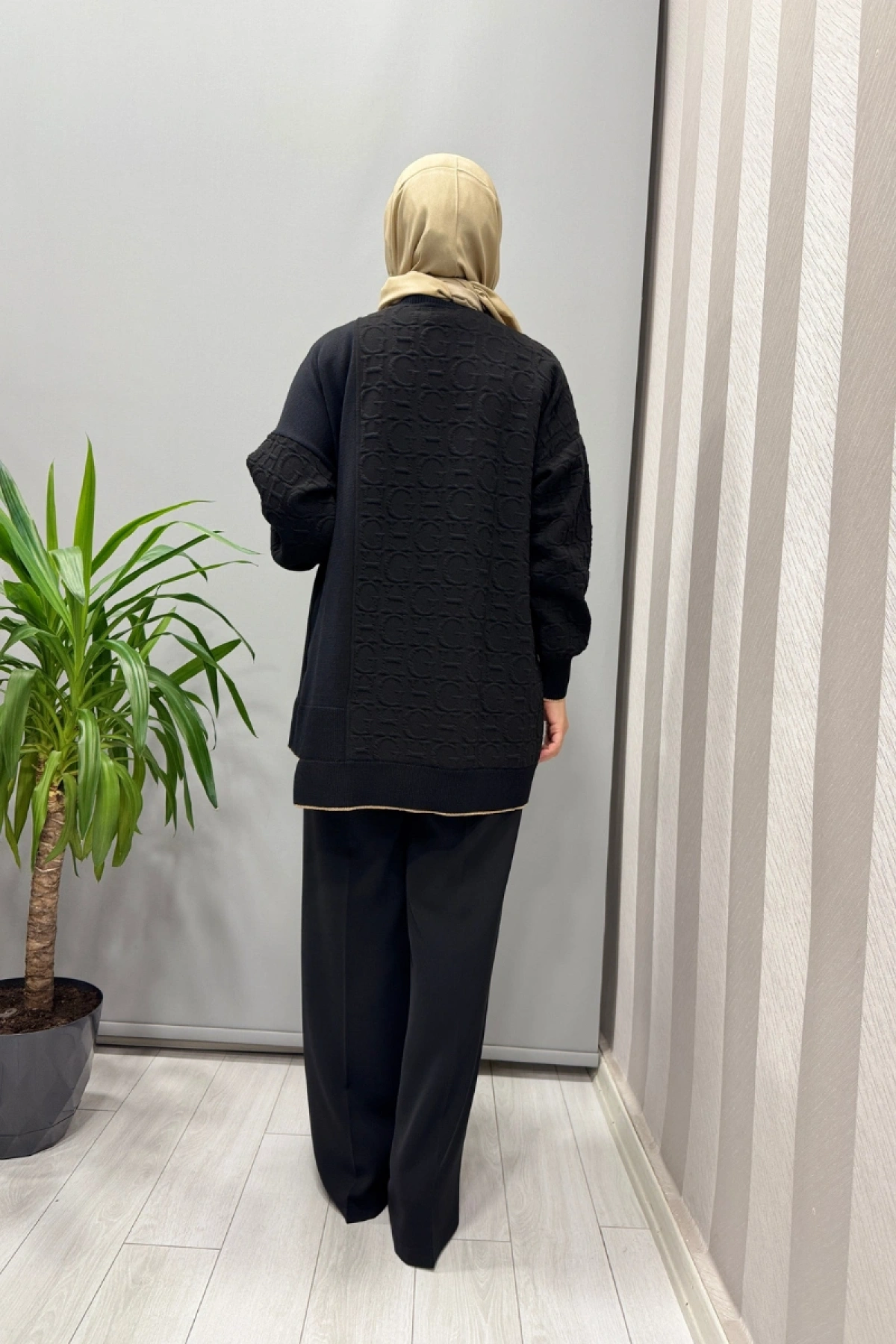 Ghisa Asimetrik Triko Mixli Tunik Siyah 26KÖRTNK4801