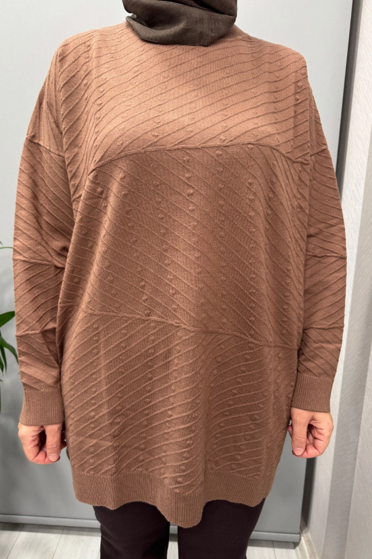 Ghisa Balıkçı Yaka Triko Tunik Kahve 26KOBTNK4857