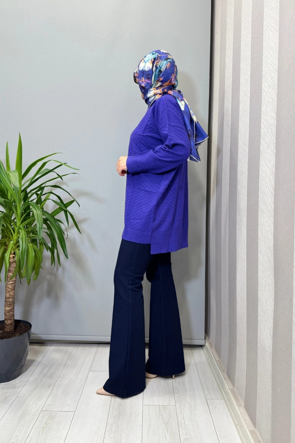 Ghisa Balıkçı Yaka Triko Tunik Mor 26KOBTNK4857