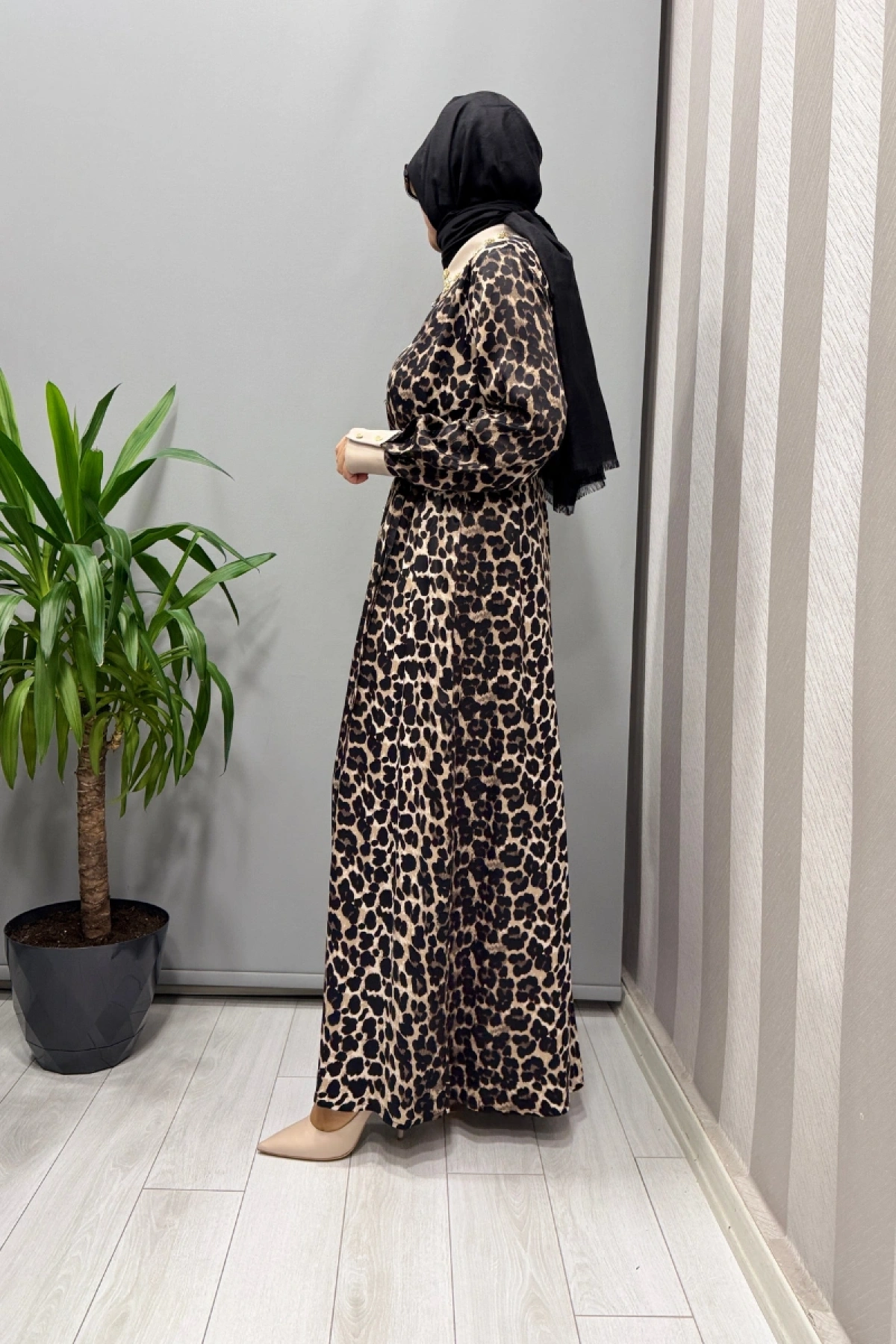 Ghisa Beli Kuşaklı Elbise Leopar 26KGSELB4925