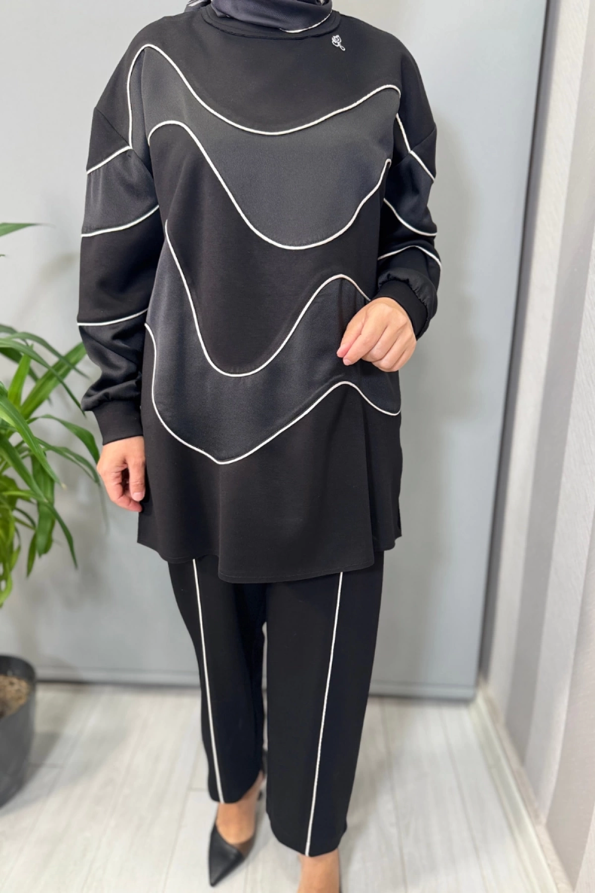 Ghisa Biye Detaylı Tunik Takım Siyah 26KGSTKM4061