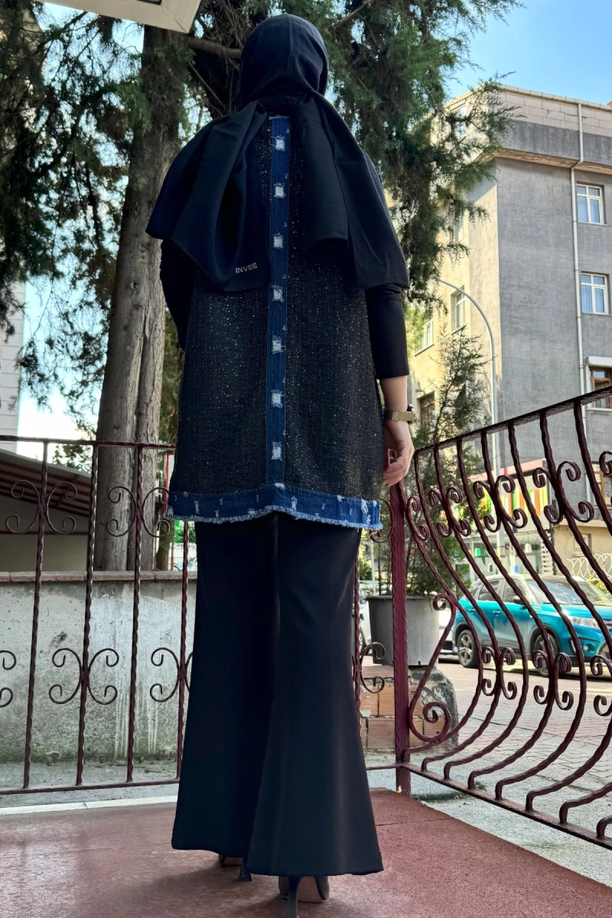 Ghisa Chanel Kumaş Detaylı Kot Yelek Mavi 5KGSYLK3976