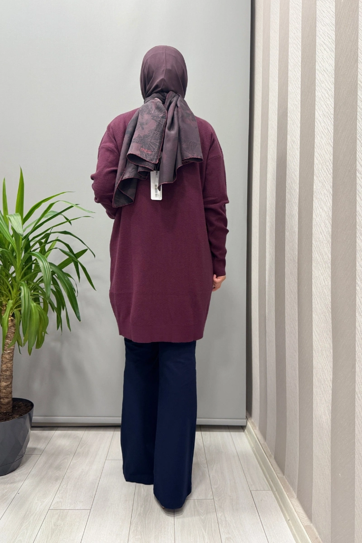 Ghisa Düğme Detaylı Triko Tunik Mürdüm 26KOBTNK4814