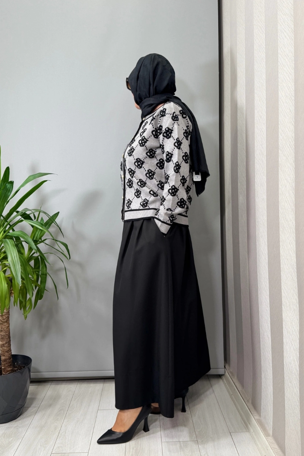 Ghisa Hırka Gri-Siyah 26KOBHRK3082