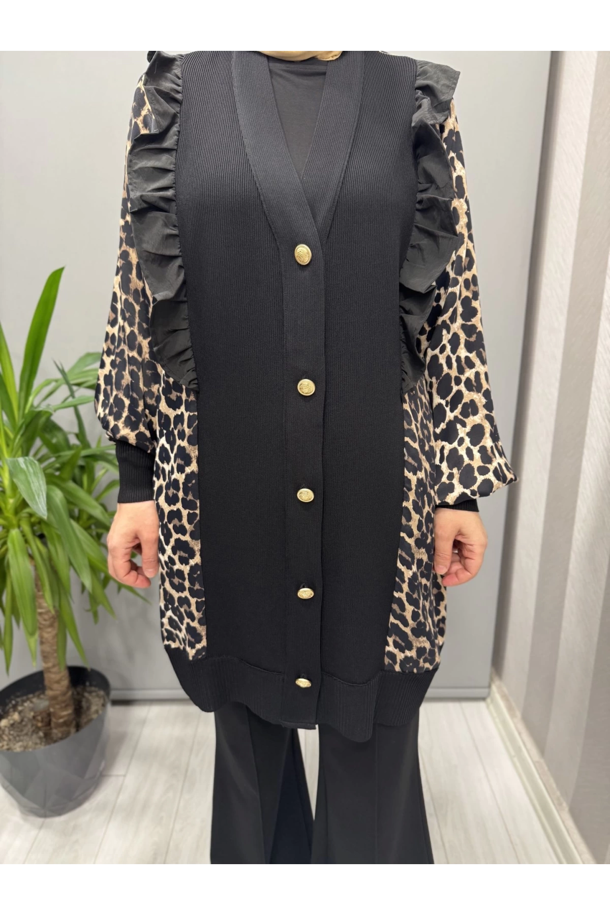 Ghisa Hırka Siyah Leopar 25YÖRHRK3095