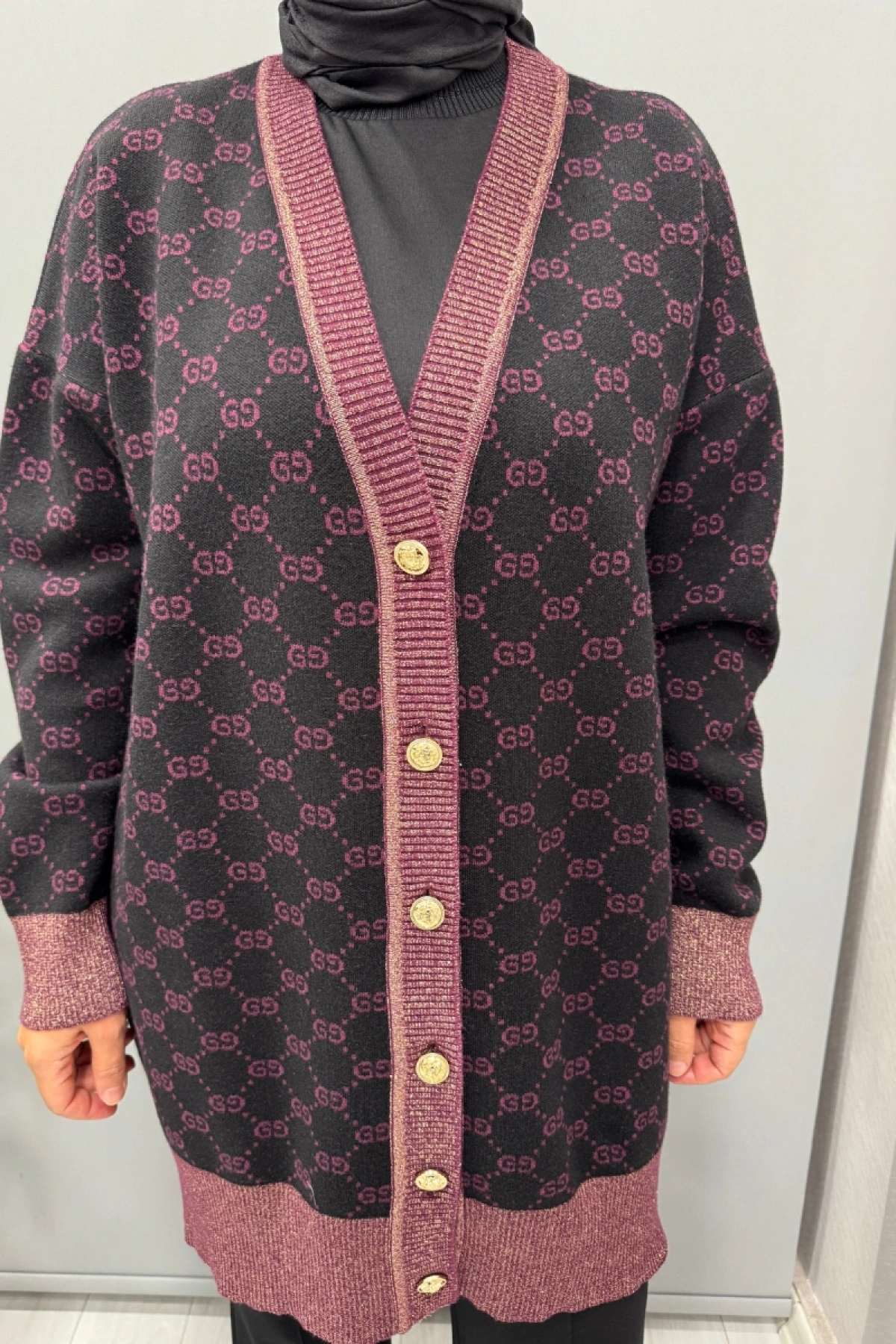 Ghisa Hırka Siyah-Mürdüm 26KOBHRK3083