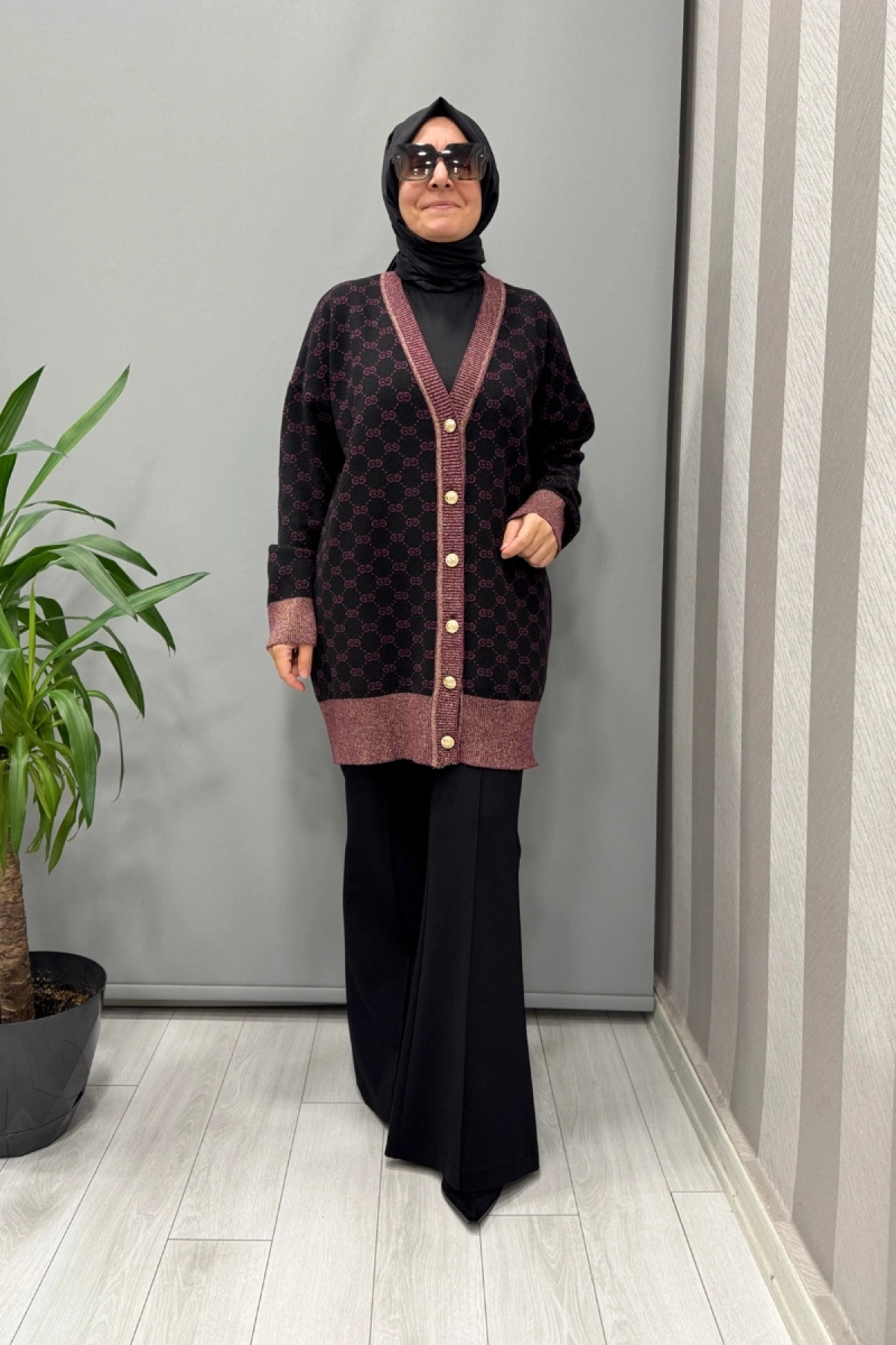 Ghisa Hırka Siyah-Mürdüm 26KOBHRK3083