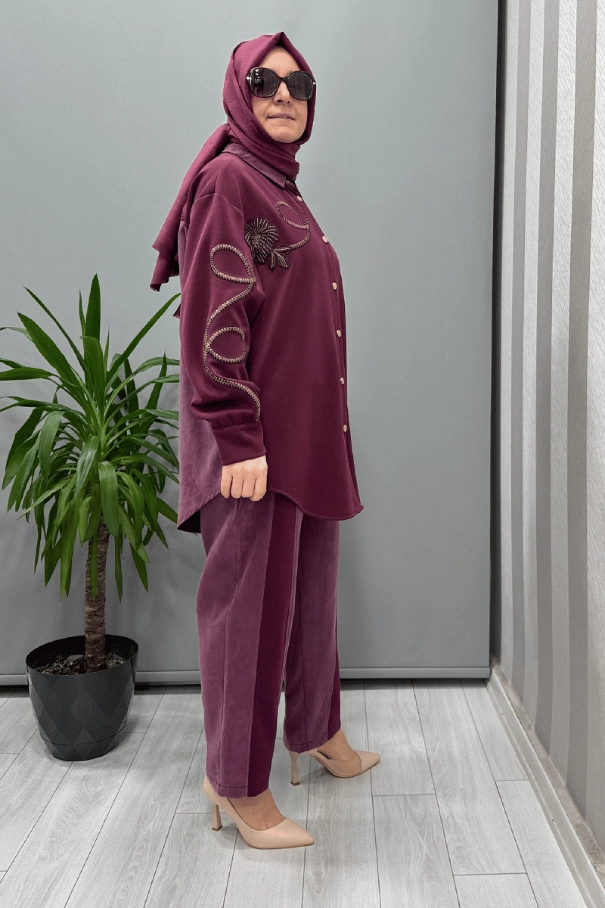 Ghisa Detailed Modal Suit Mürdüm 25YGSTKM4940