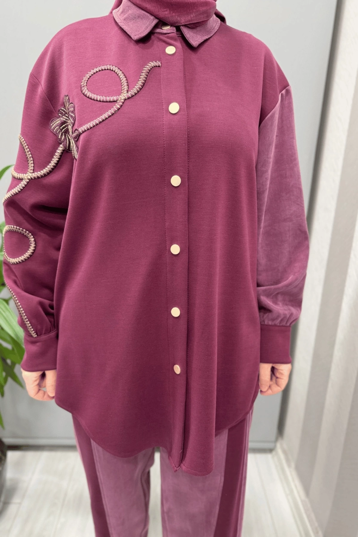 Ghisa Detailed Modal Suit Mürdüm 25YGSTKM4940