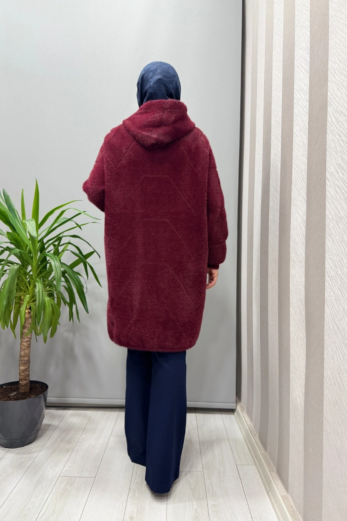 Ghisa Kapüşonlu Yumuşak Dokulu Kaban Bordo 26KGSKBN6547