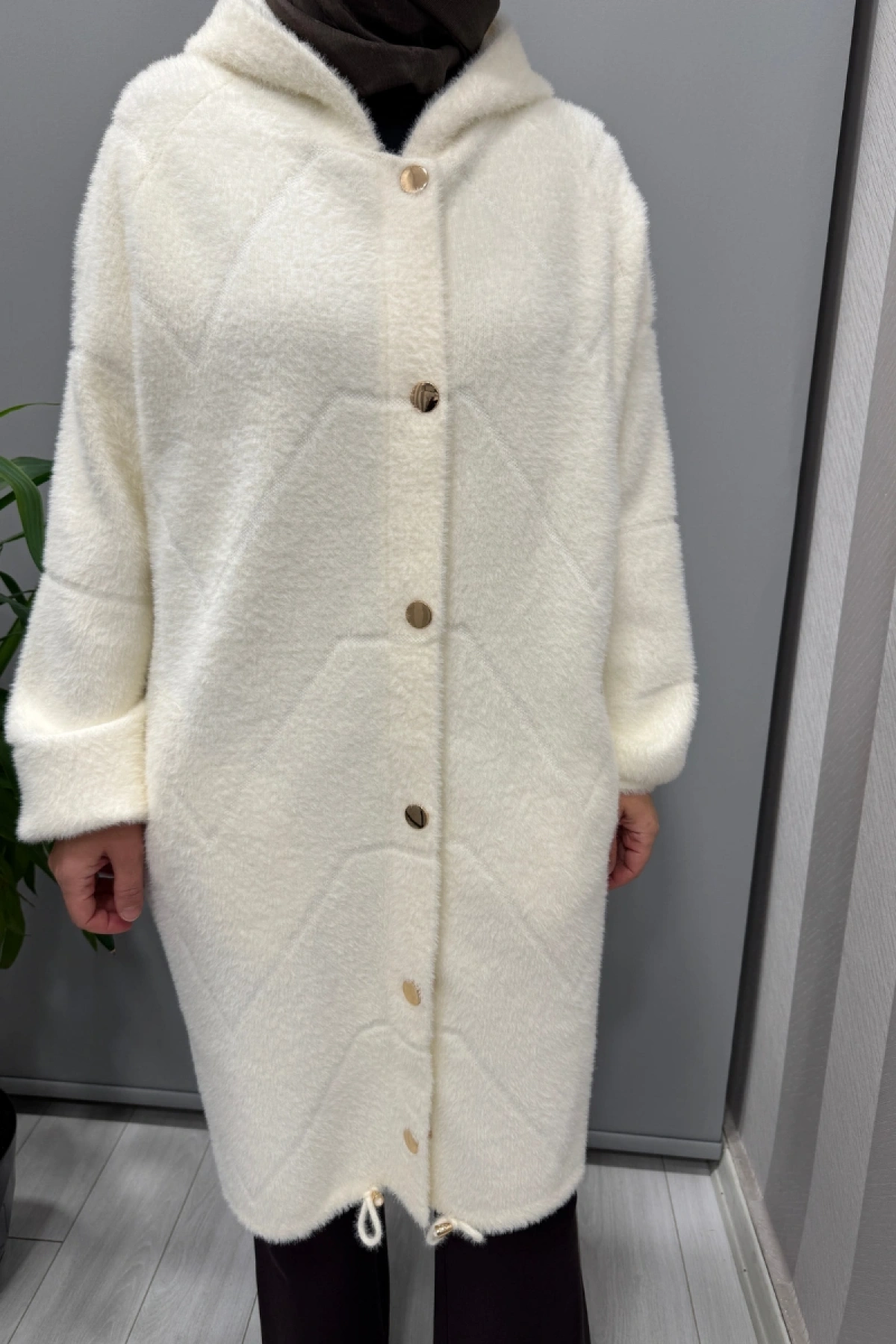 Ghisa Kapüşonlu Yumuşak Dokulu Kaban Ekru 26KGSKBN6547