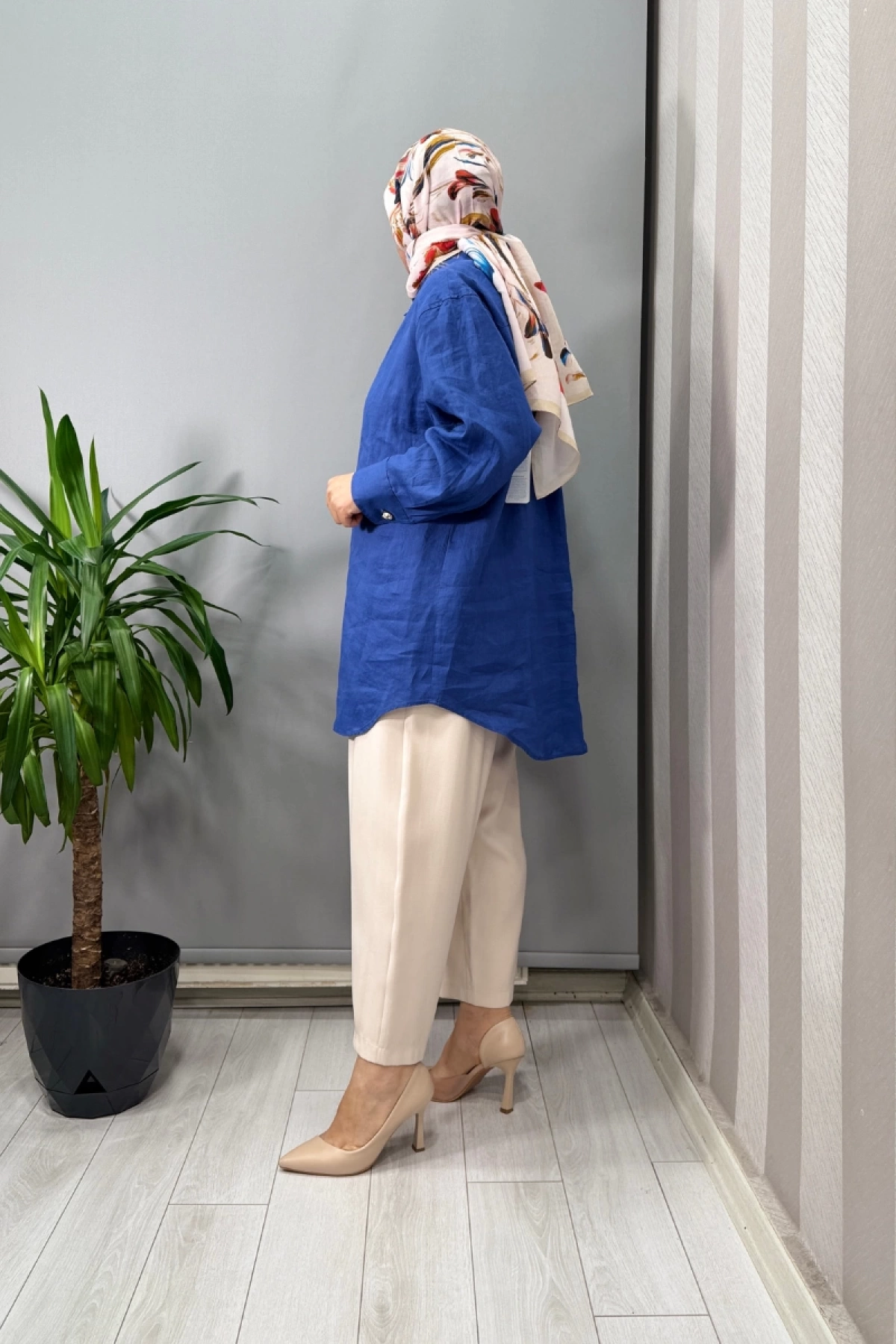 Ghisa Keten Gömlek Saks 25YGSTNK4056