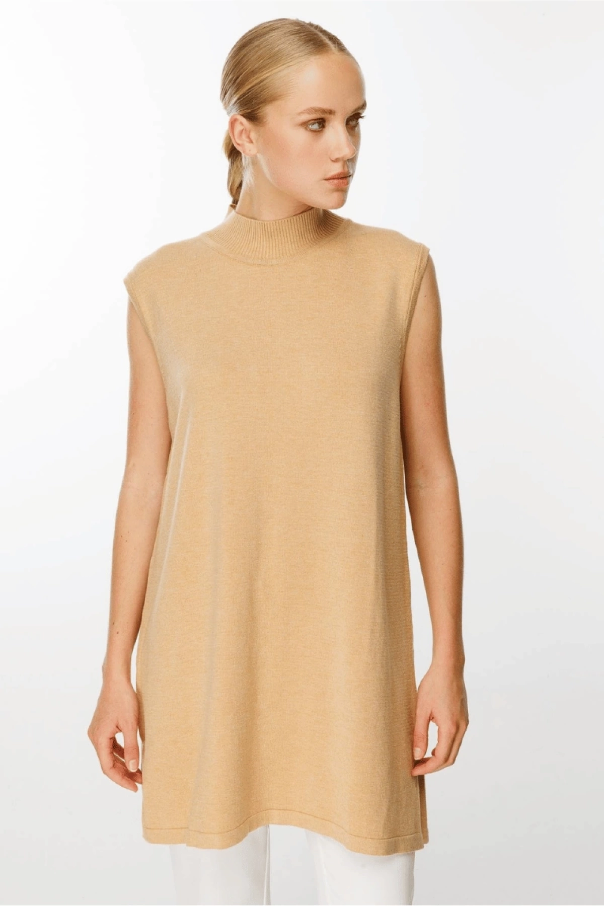 Ghisa Kolsuz Triko Tunik Camel 5KKNTNK4659