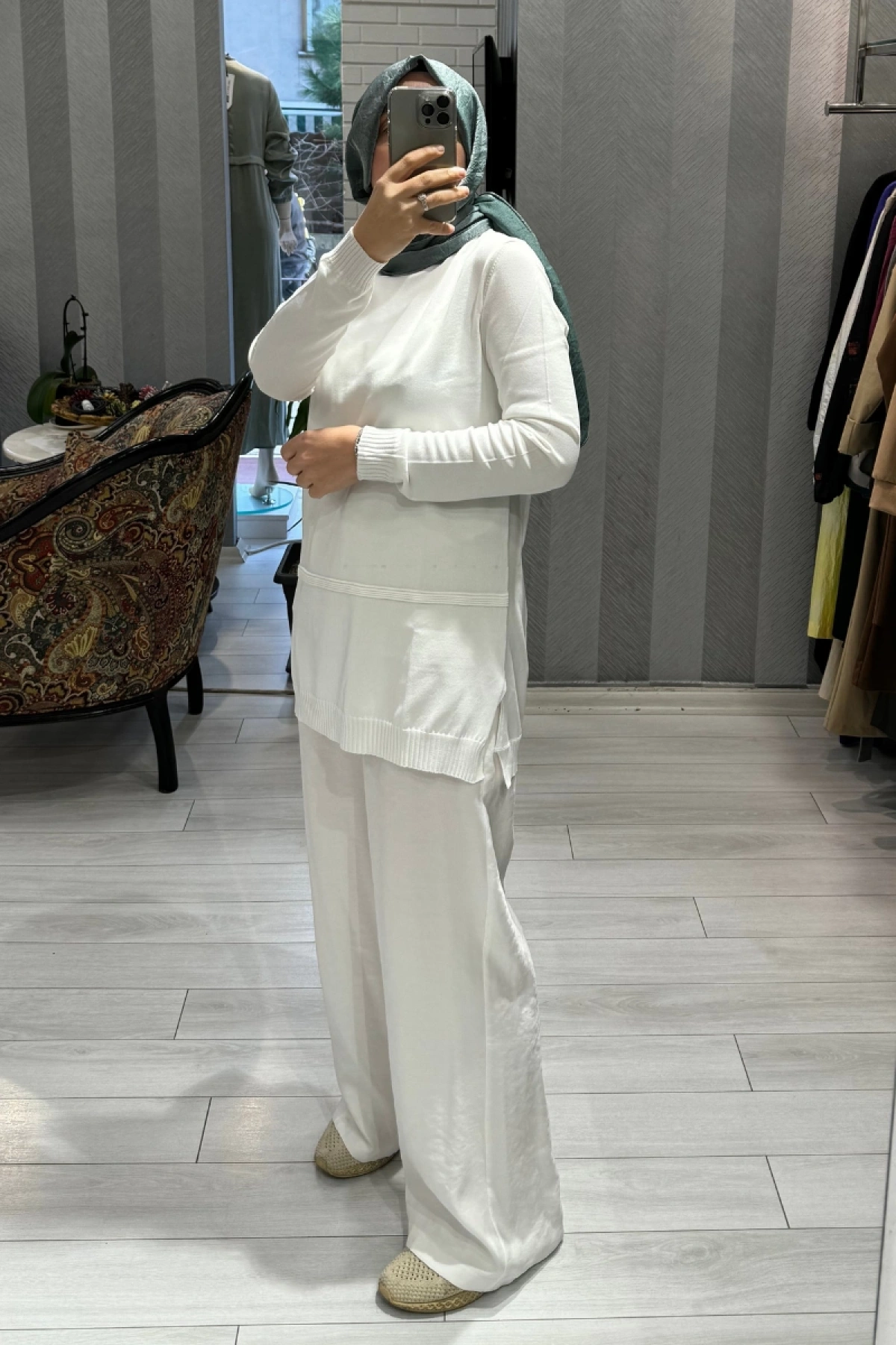 Ghisa Front Knit Back Jersey Lining Ecru GSBASIC4184