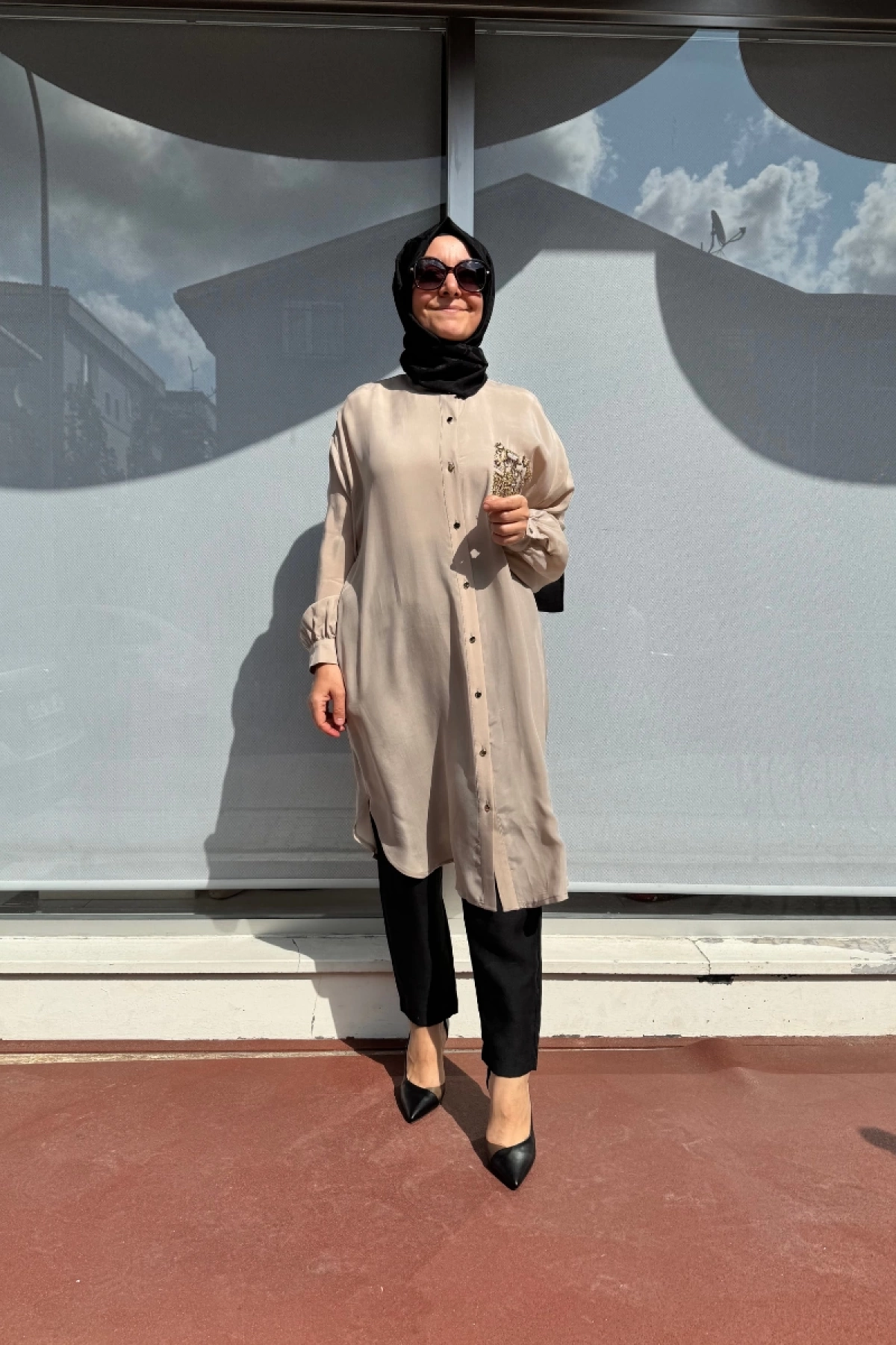 Ghisa Sequin Detailed Cupra Tunic Stone 4YGSTNK4668