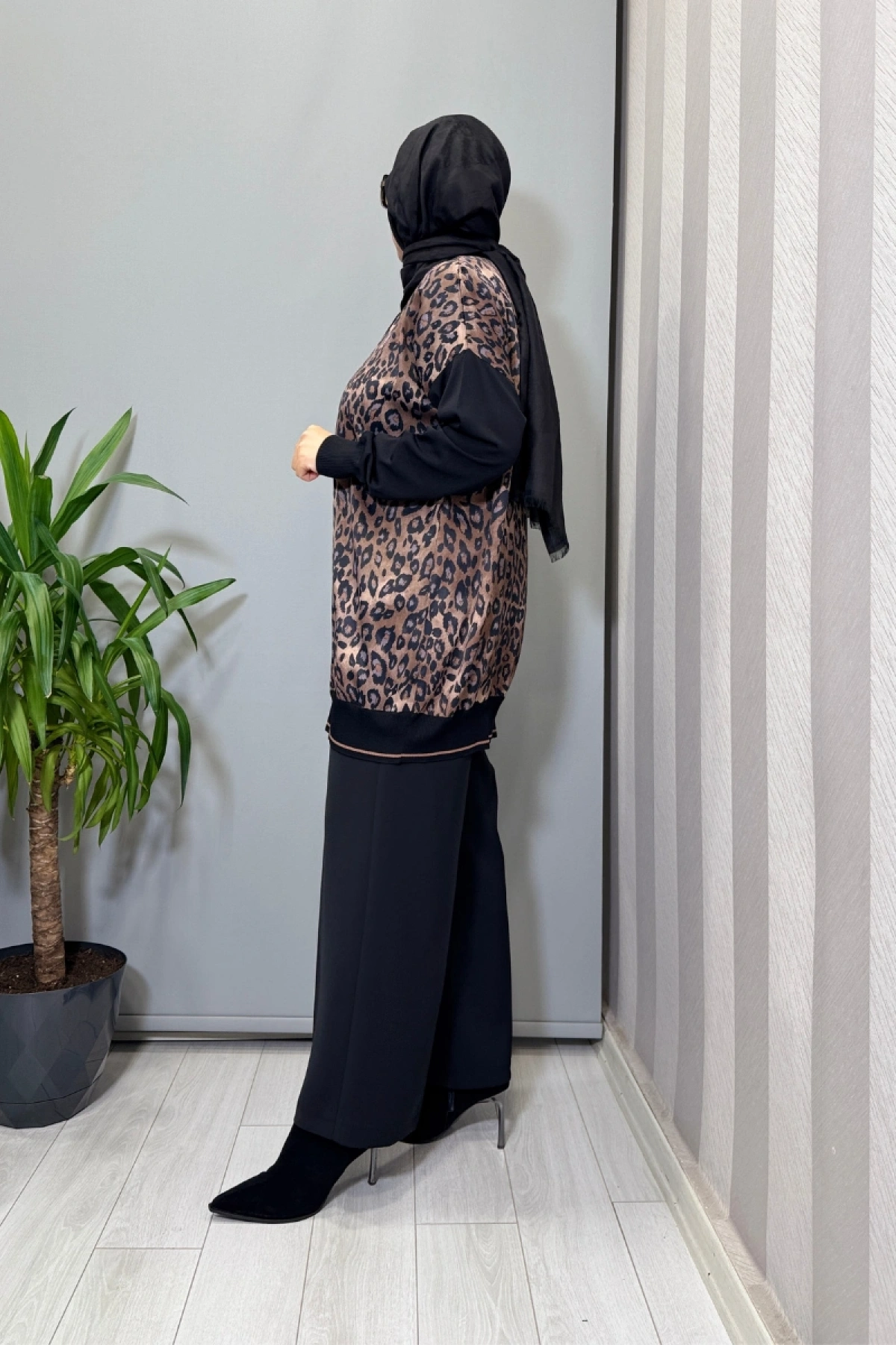 Ghisa Triko Detaylı Leopar Tunik Kahve 26KÖRTNK4148