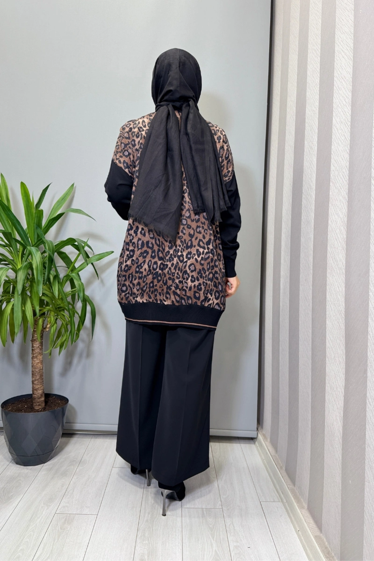 Ghisa Triko Detaylı Leopar Tunik Kahve 26KÖRTNK4148