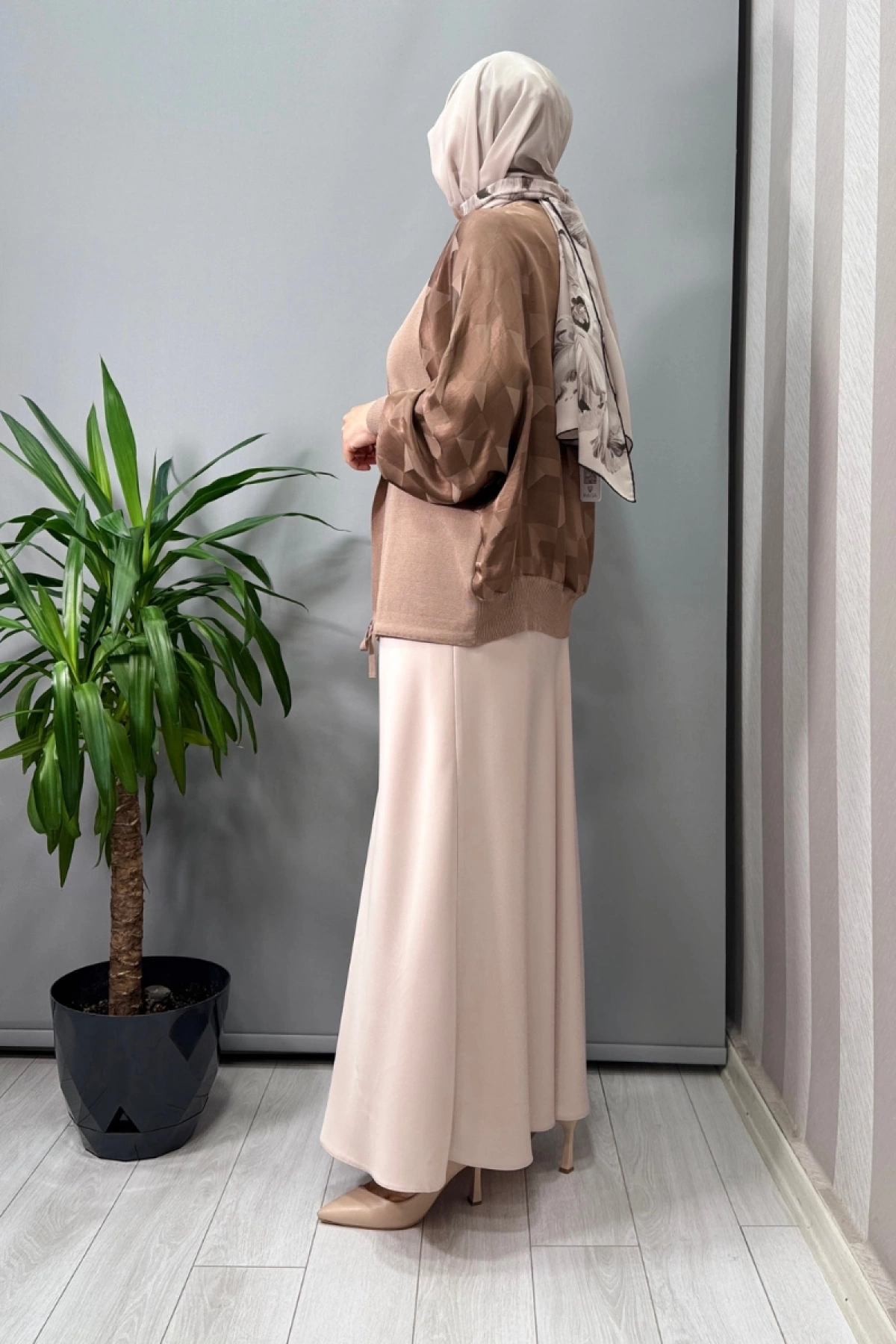 Ghisa Üçgen Desenli Hırka Vizon 25YÖRHRK3157