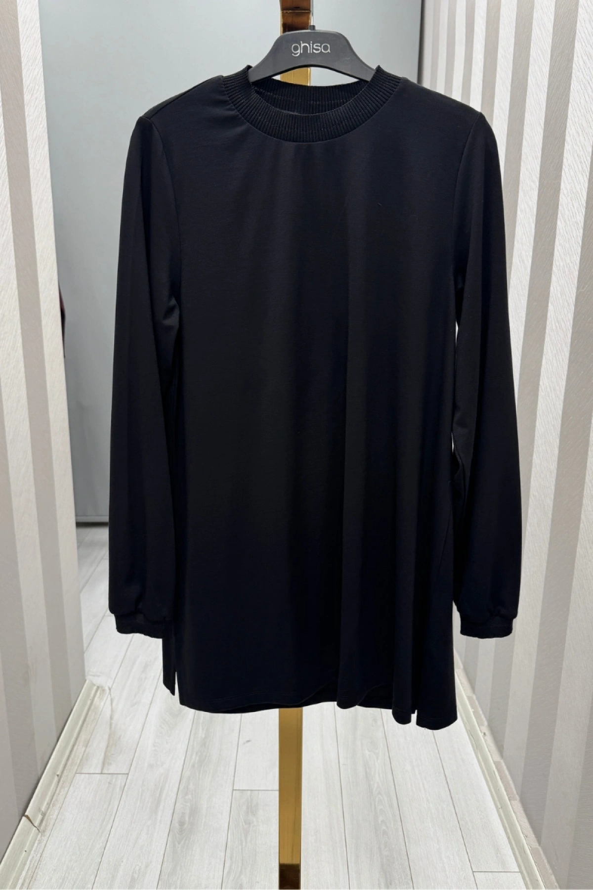 Ghisa Uzun Kol Basic Tunik Siyah GSBASİC4829