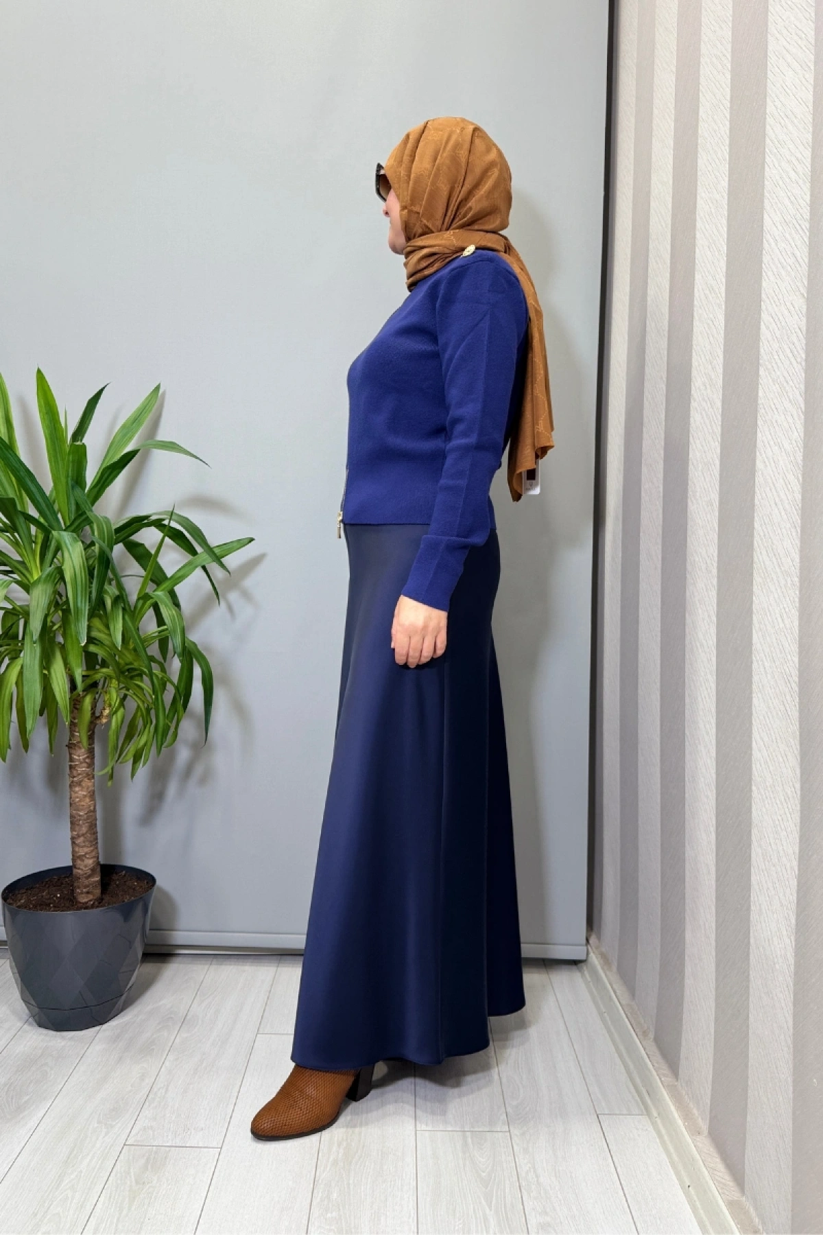 Ghisa Vatkalı Fermuar Detaylı Kazak Lacivert 26KOBTNK4863