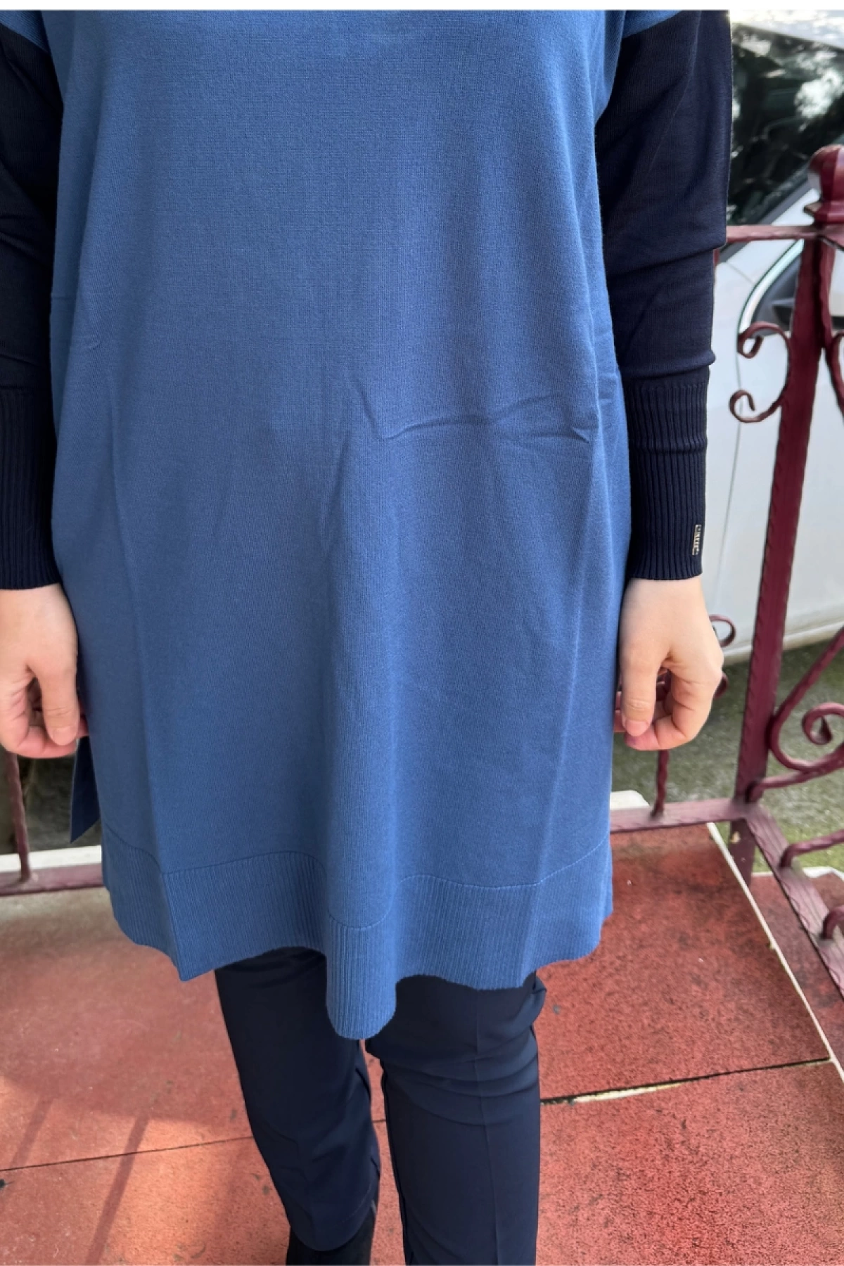 İnvee Yarım Boğazlı Triko Tunik İndigo 6862