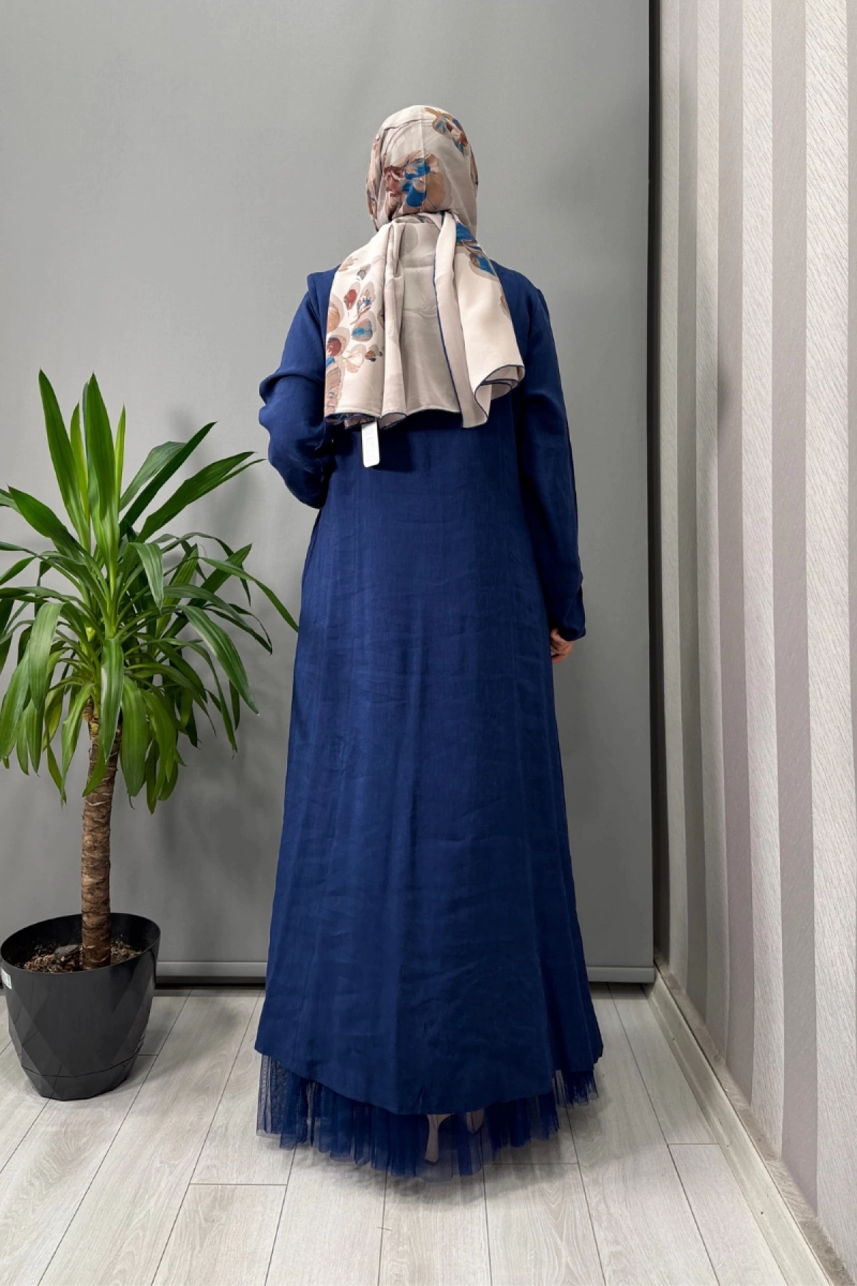 LissMore İşleme Detaylı Elbise Mavi-5536