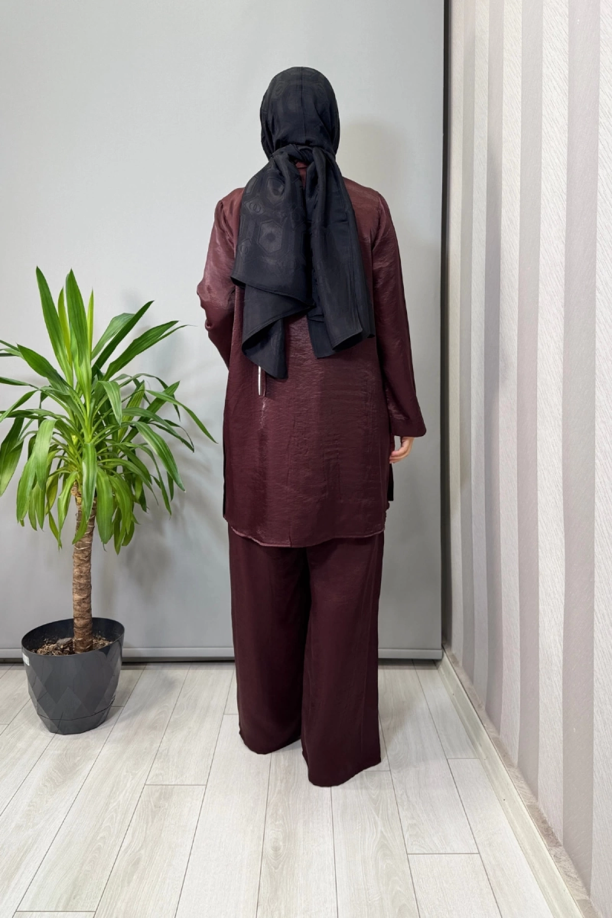 Lissmore Yandan Düğmeli İşlemeli Takım Bordo 5969