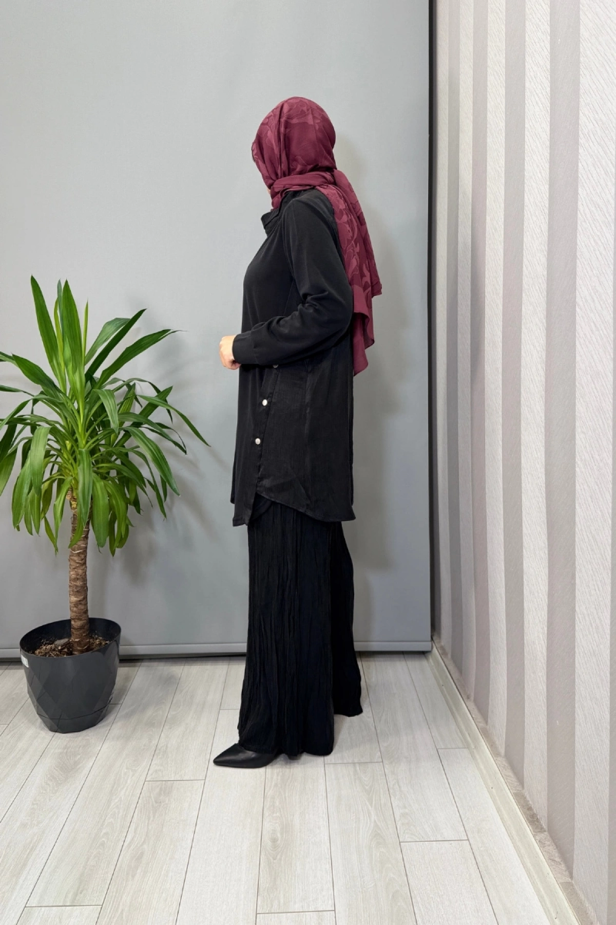 Lissmore Yandan Düğmeli Tunik Takım Siyah 5972