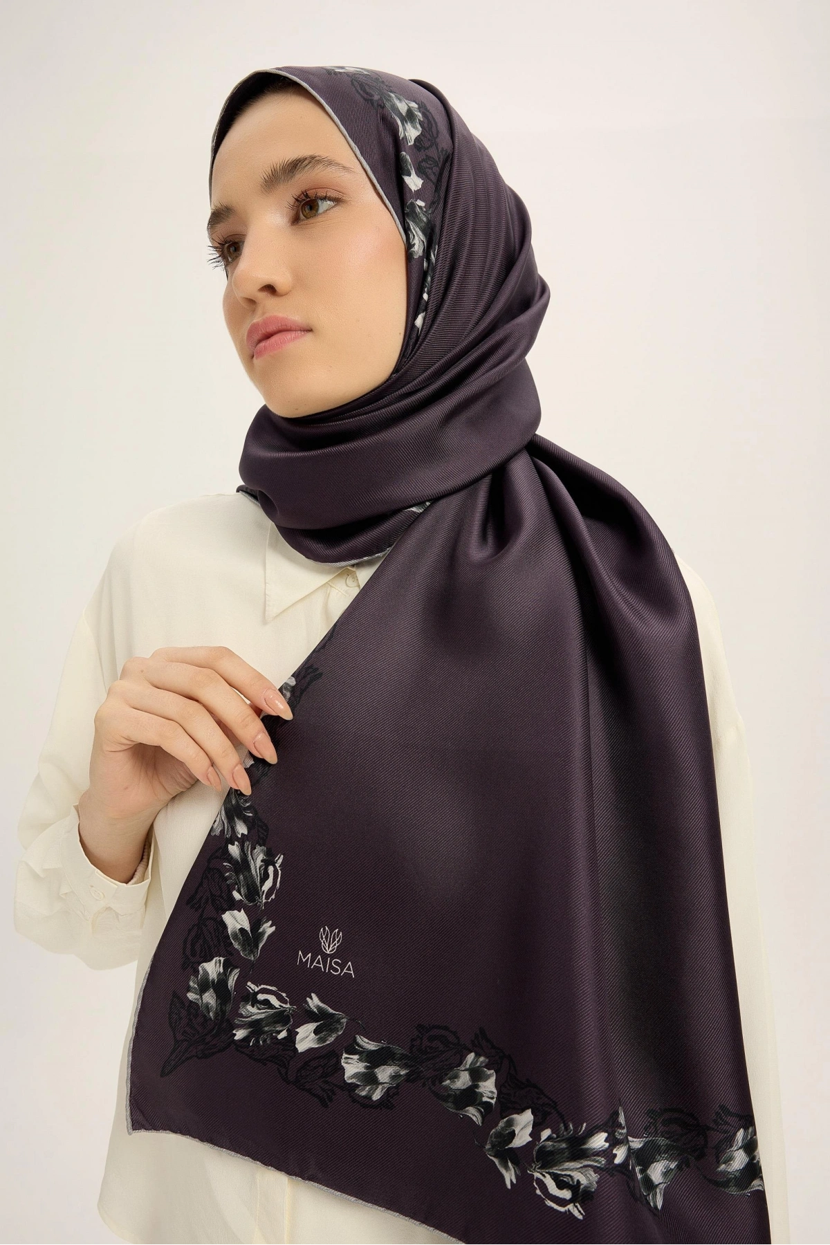 Maisa BADE MULBERRY İPEK ŞAL 70*190 CM - MÜRDÜM