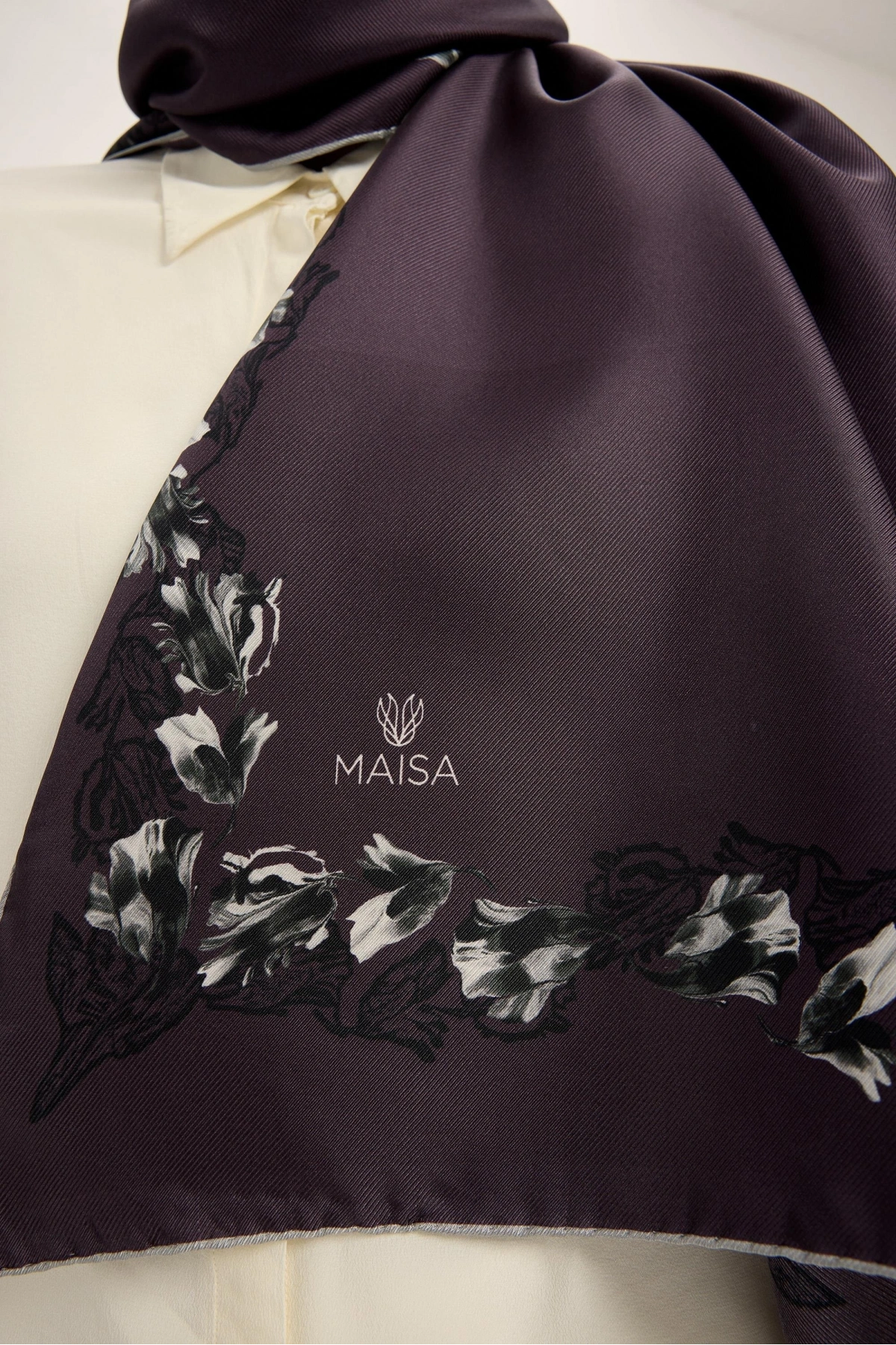 Maisa BADE MULBERRY İPEK ŞAL 70*190 CM - MÜRDÜM