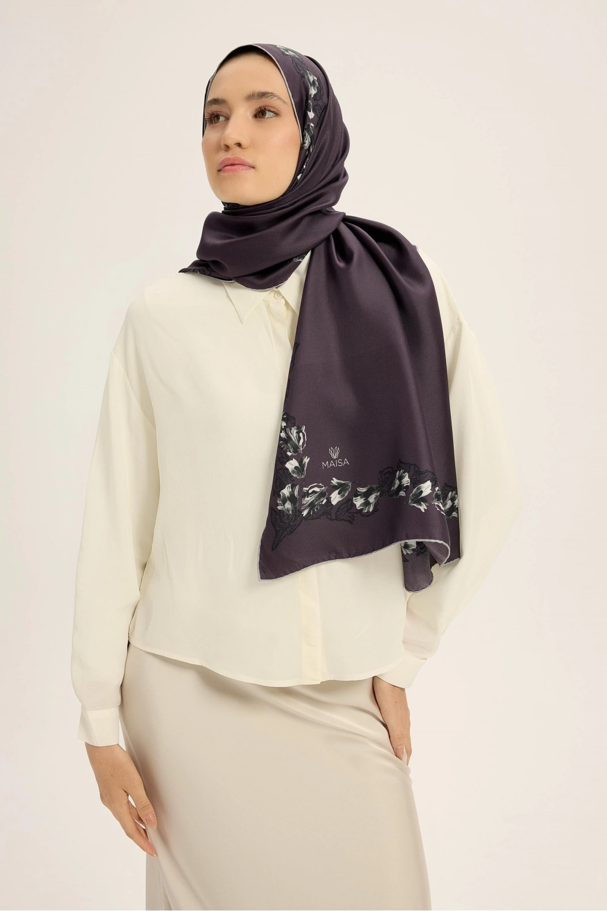 Maisa BADE MULBERRY İPEK ŞAL 70*190 CM - MÜRDÜM