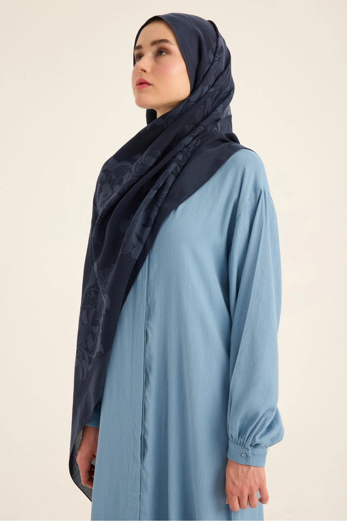 Maisa DURU İPEK PAMUK TENSEL ŞAL 70*190 CM - LACİVERT