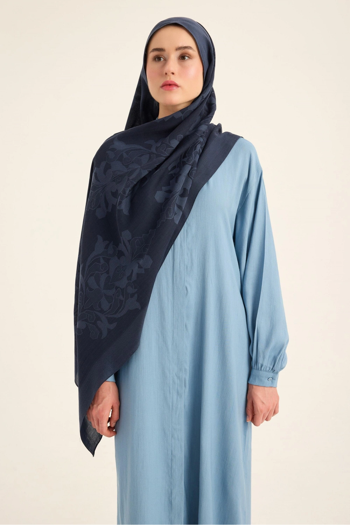 Maisa DURU İPEK PAMUK TENSEL ŞAL 70*190 CM - LACİVERT